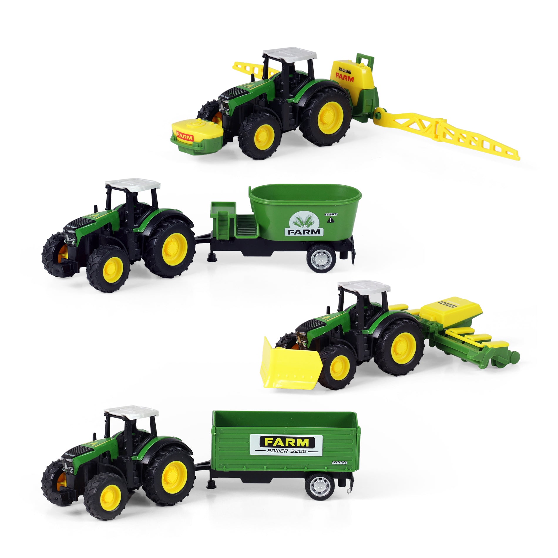 Metal tractor with trailer 18 cm