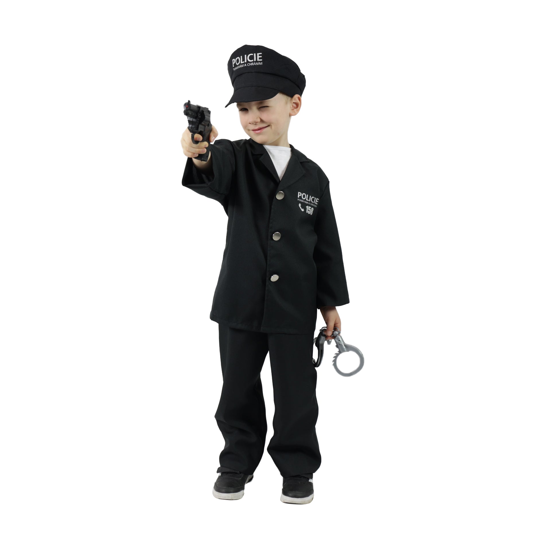 Children's police officer costume with cap (S)