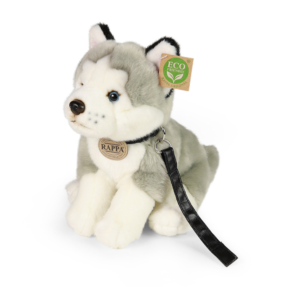 Plush Husky Dog with Leash 28 cm