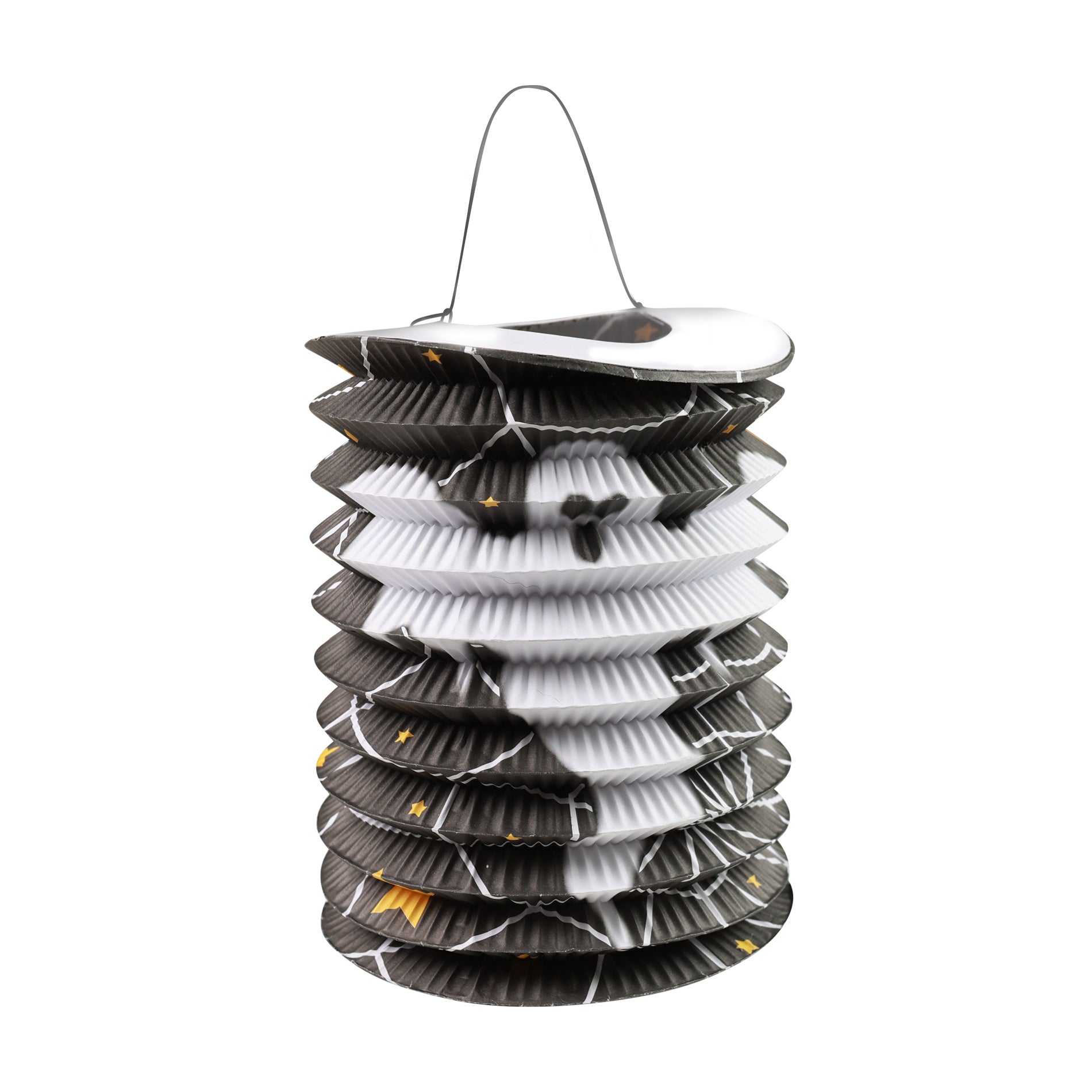 Black Halloween lantern 15 cm with glowing stick 40 cm