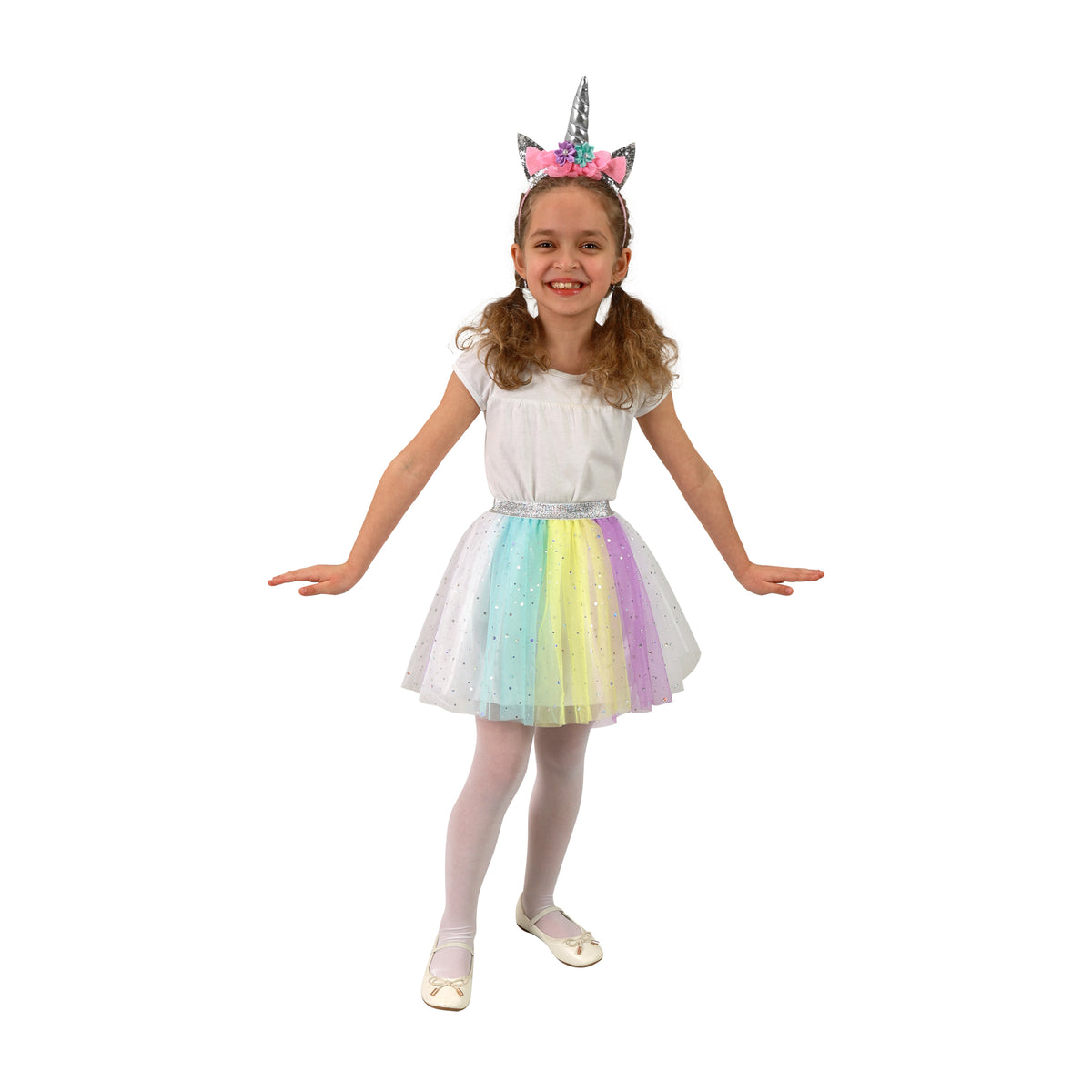 Children's rainbow tutu skirt with unicorn headband