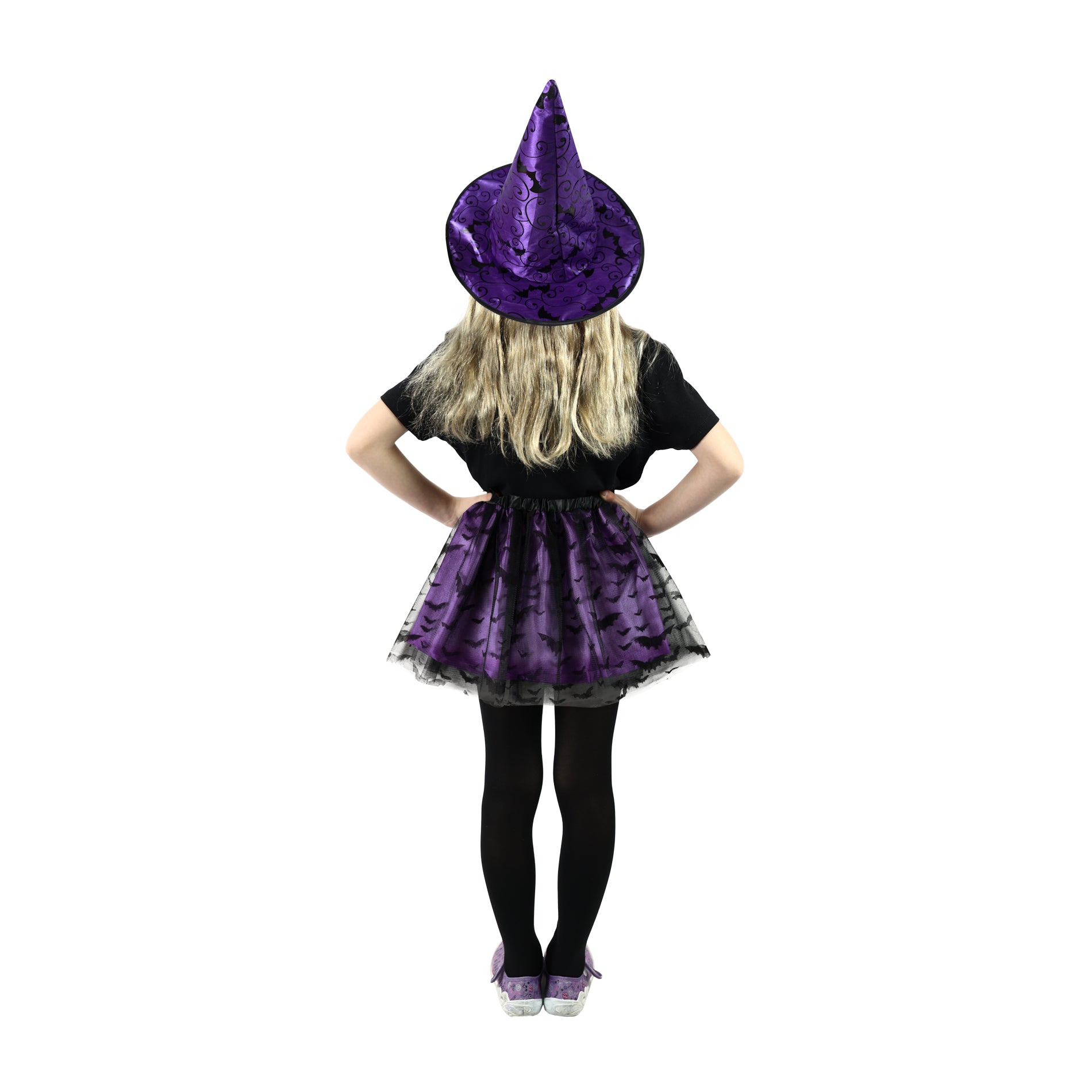 Children's witch bat costume with tutu skirt and hat