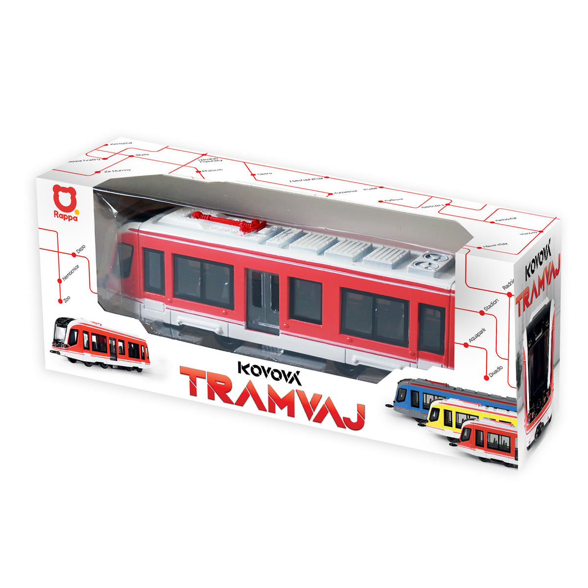Red metal tram 20 cm