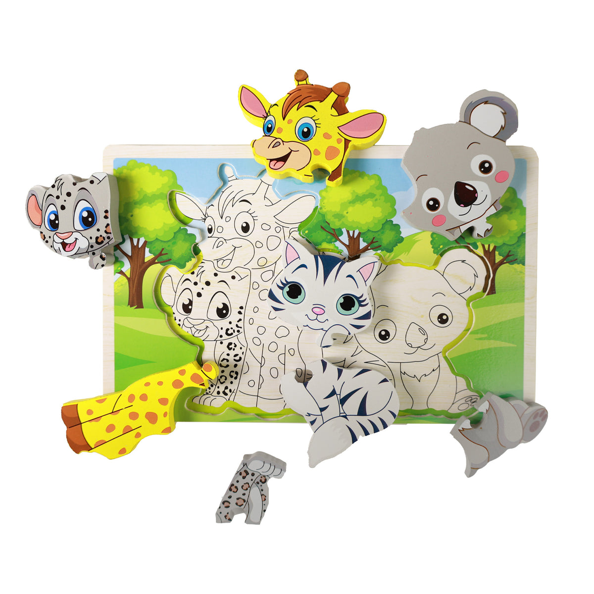 Wooden jigsaw puzzle animals 8 pieces