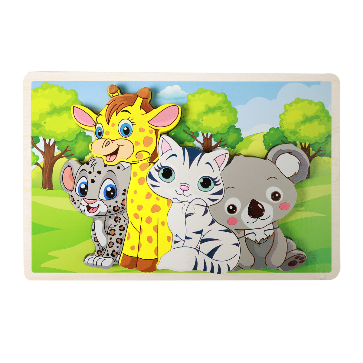Wooden jigsaw puzzle animals 8 pieces