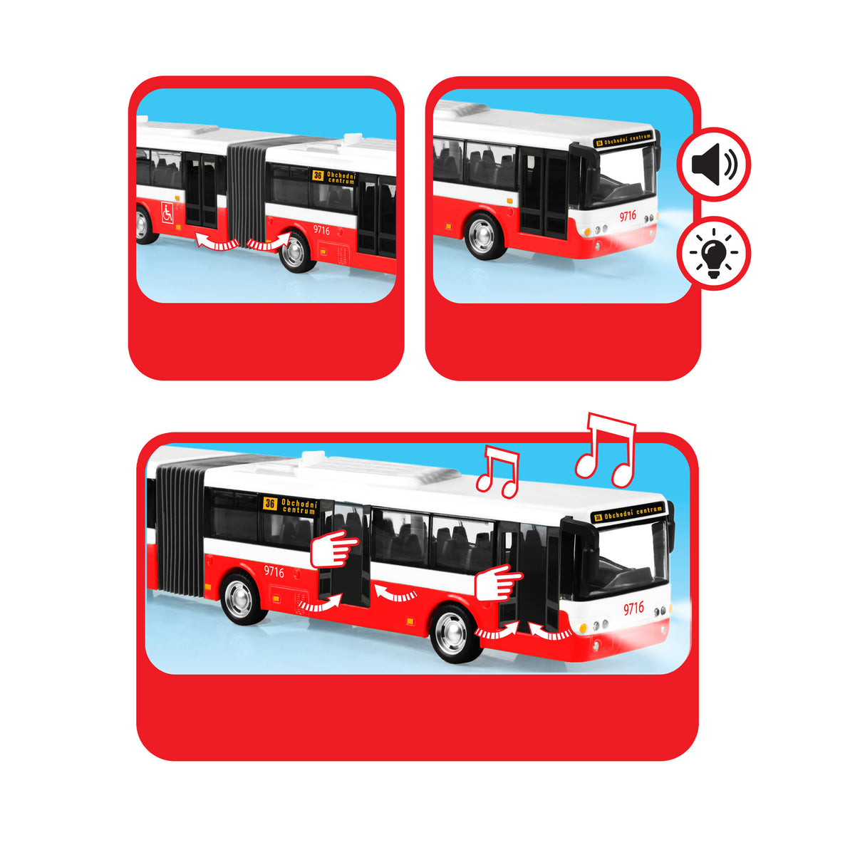 Articulated toy bus with Czech announcements 36 cm