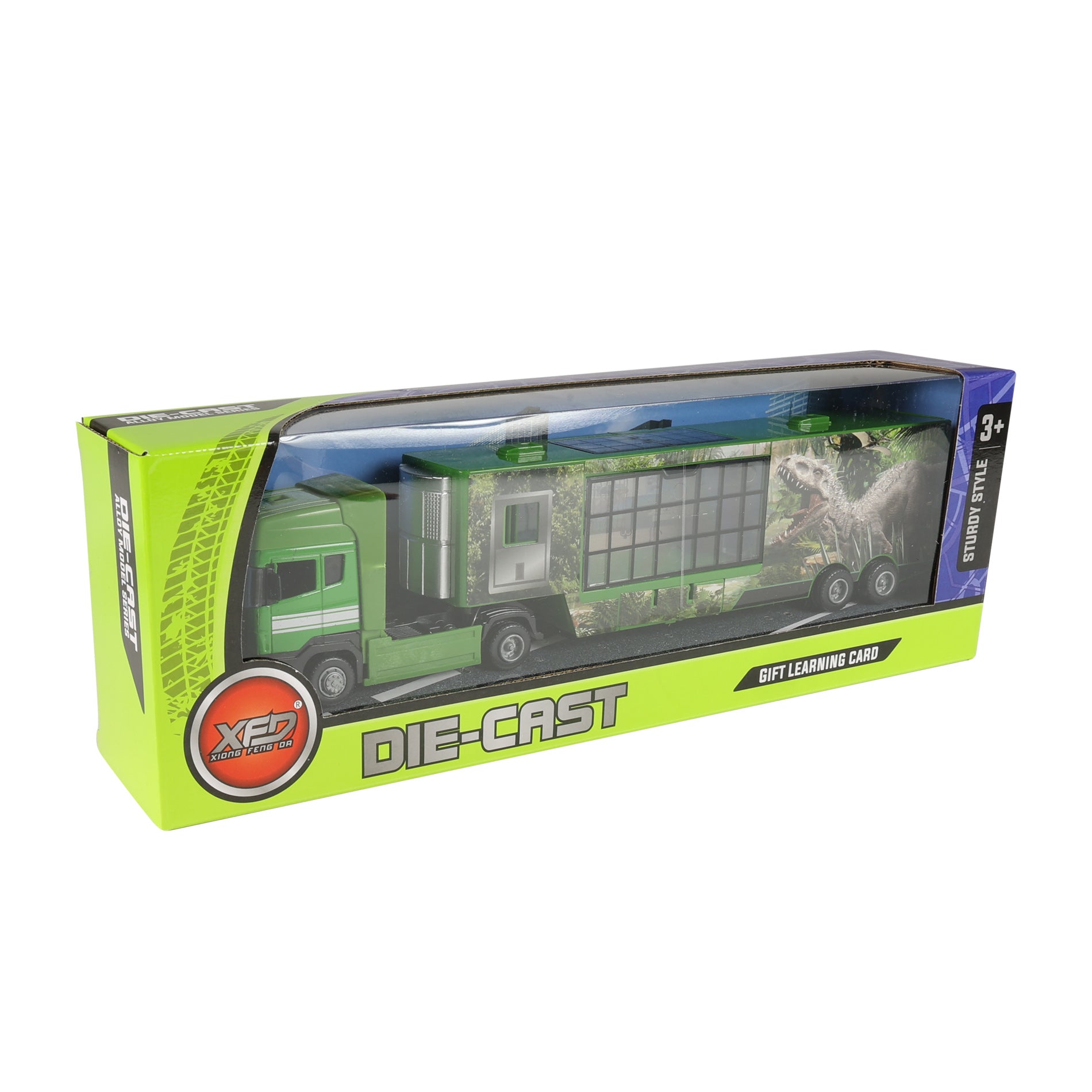 Metal and plastic toy truck with dinosaur motif I