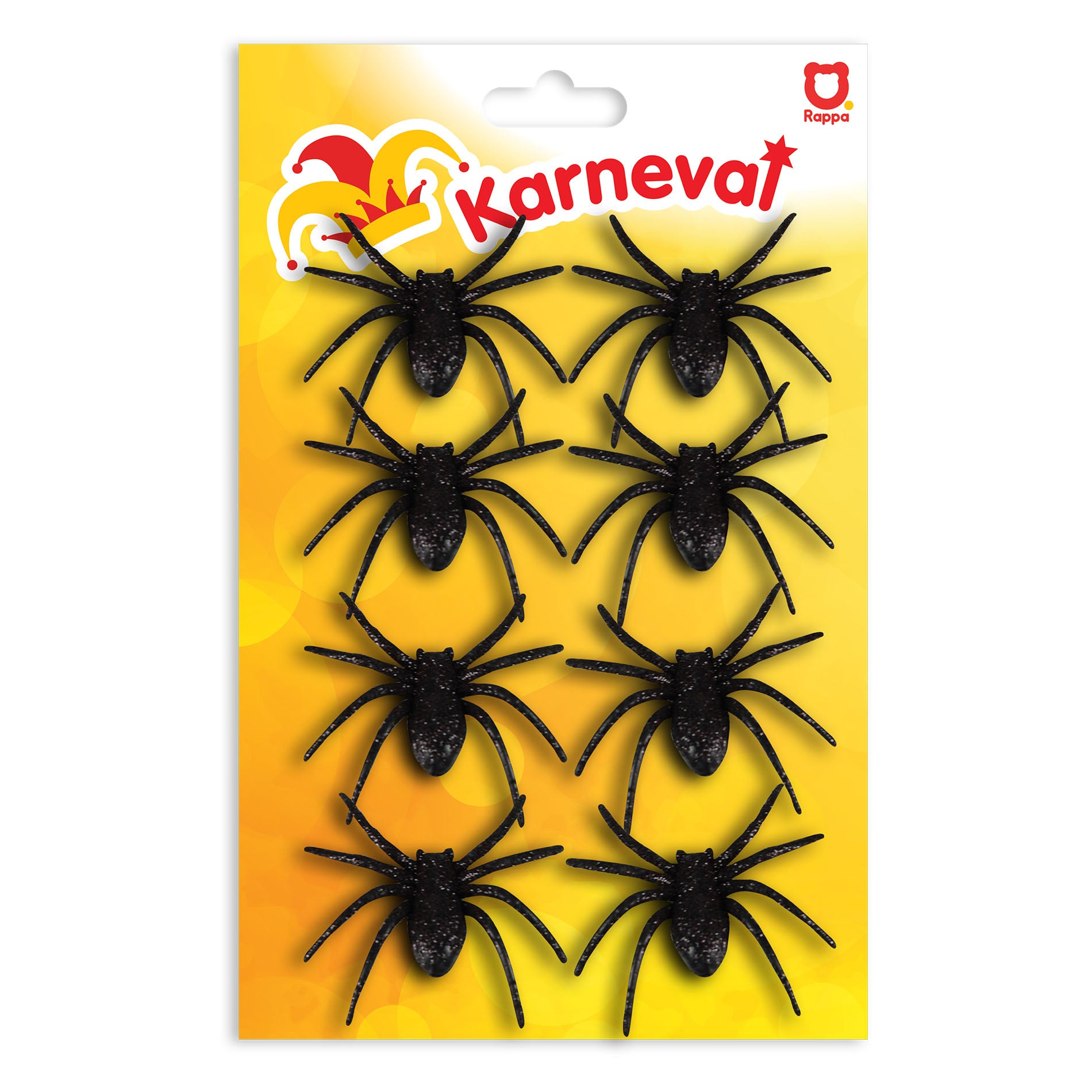 Black glitter spider decorations 8 pcs