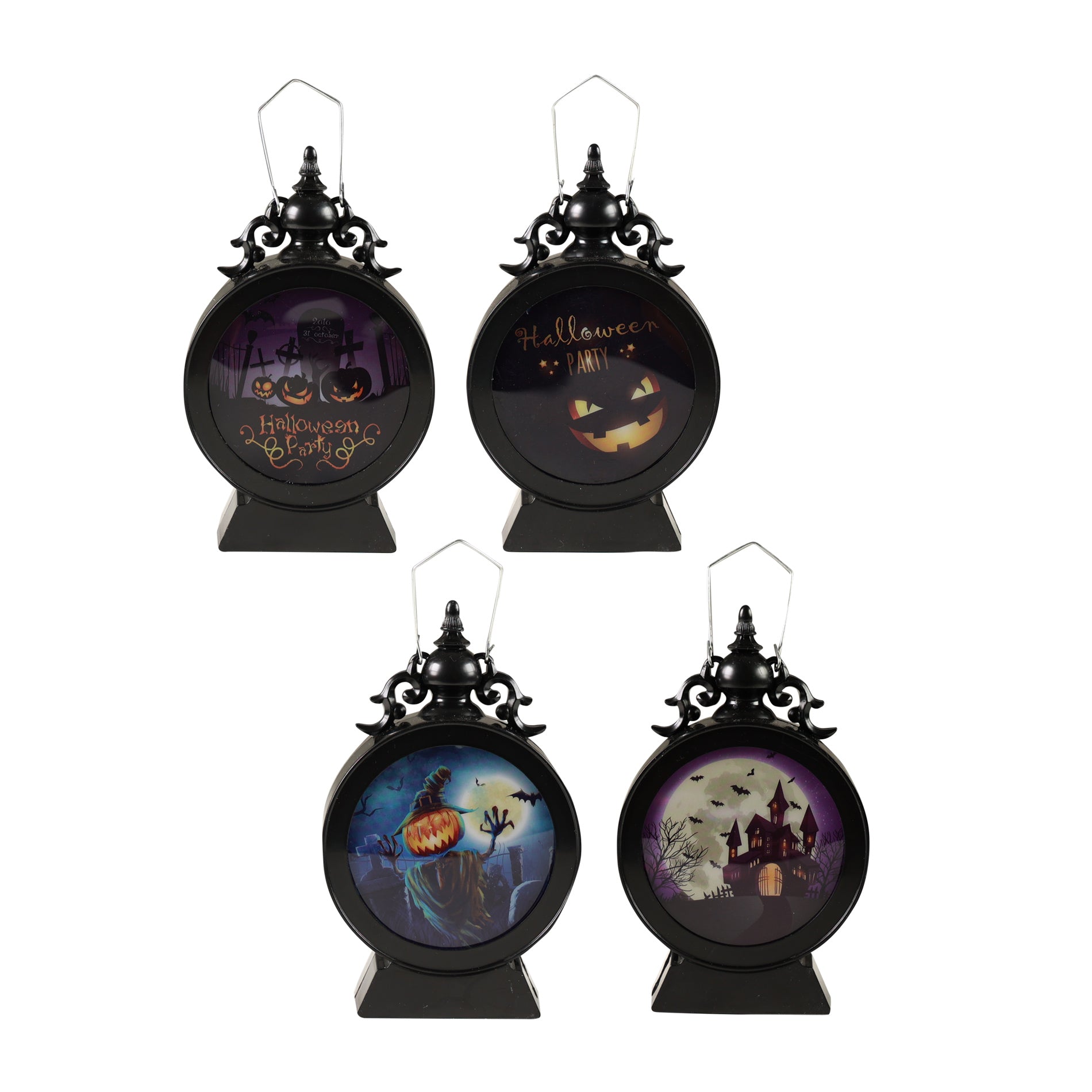 Round Halloween lamp with light 13 cm