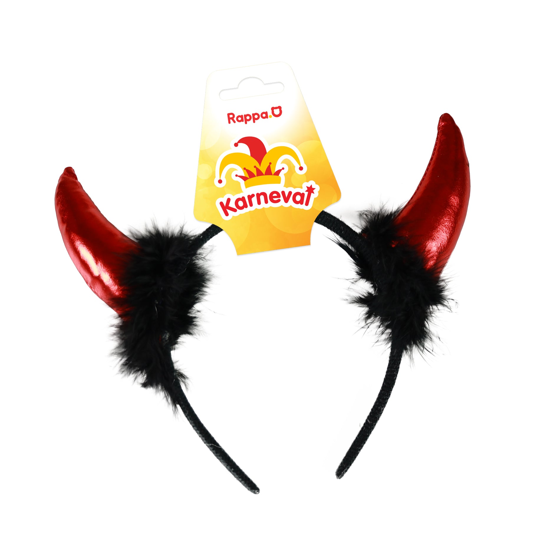 Devil horns with feathers on a headband