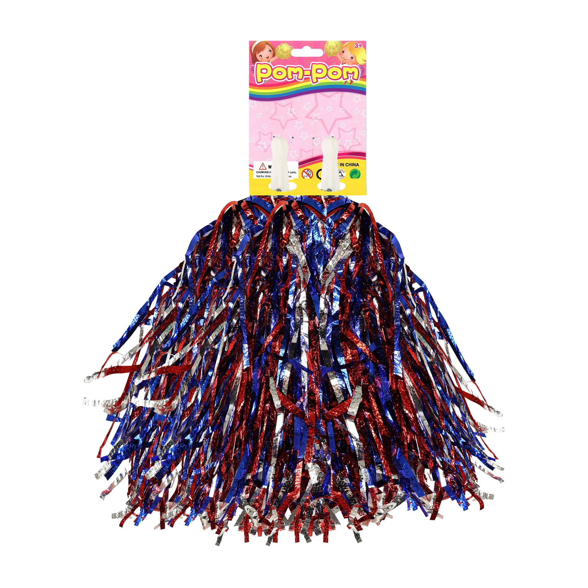 Tricolor pom-pom cheer wands, 2 pcs
