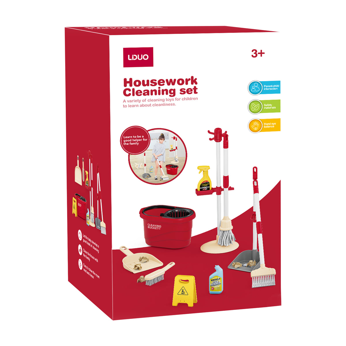 Cleaning play set with bucket and mop