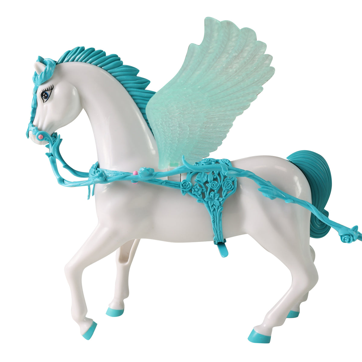 Fairytale carriage with winged horse and lights