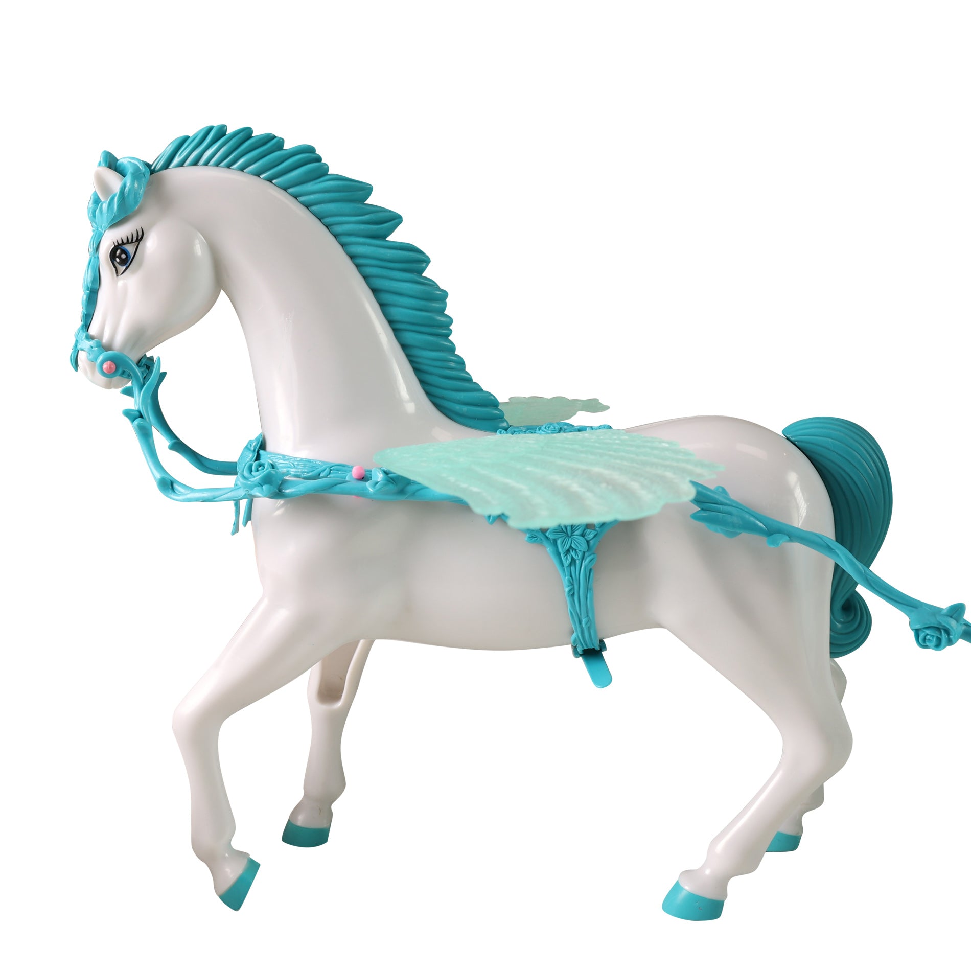 Fairytale carriage with winged horse and lights