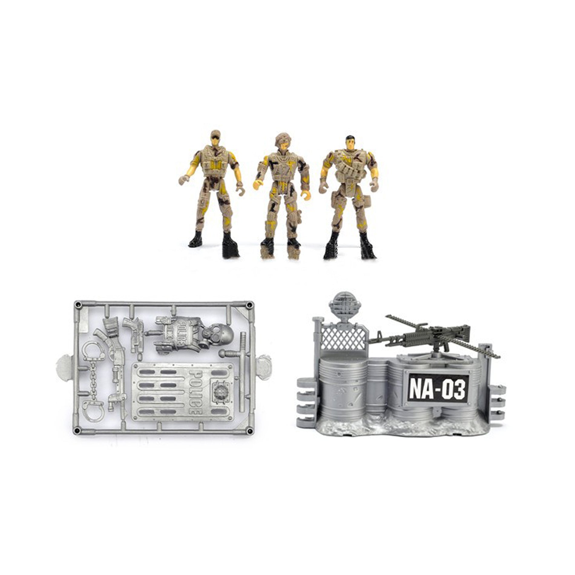Military play set with helicopter, lights and sounds