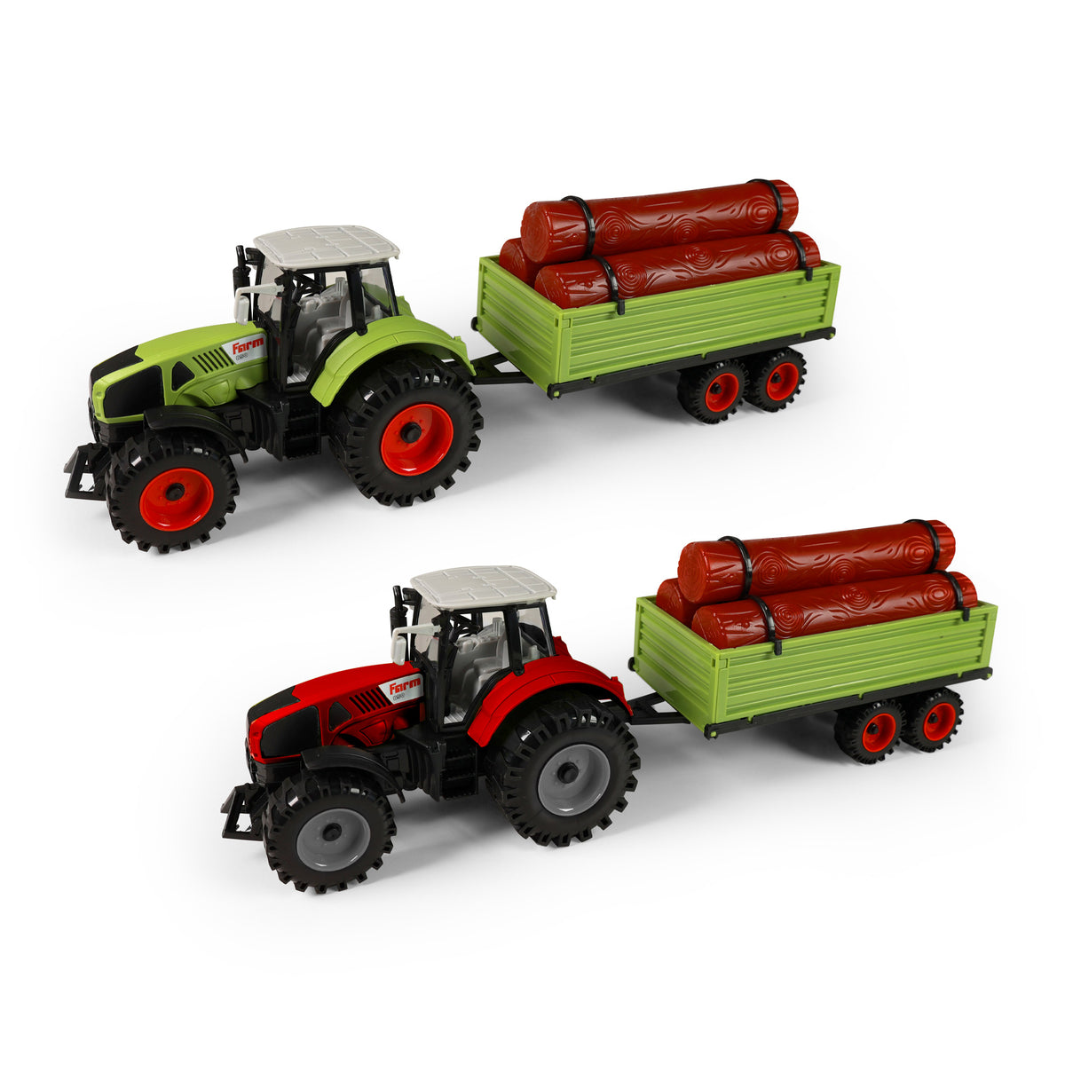 Toy tractor with wood trailer 45 cm