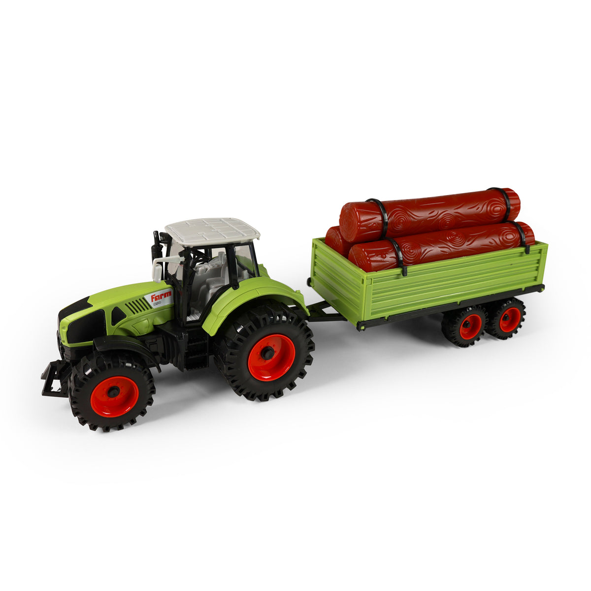 Toy tractor with wood trailer 45 cm
