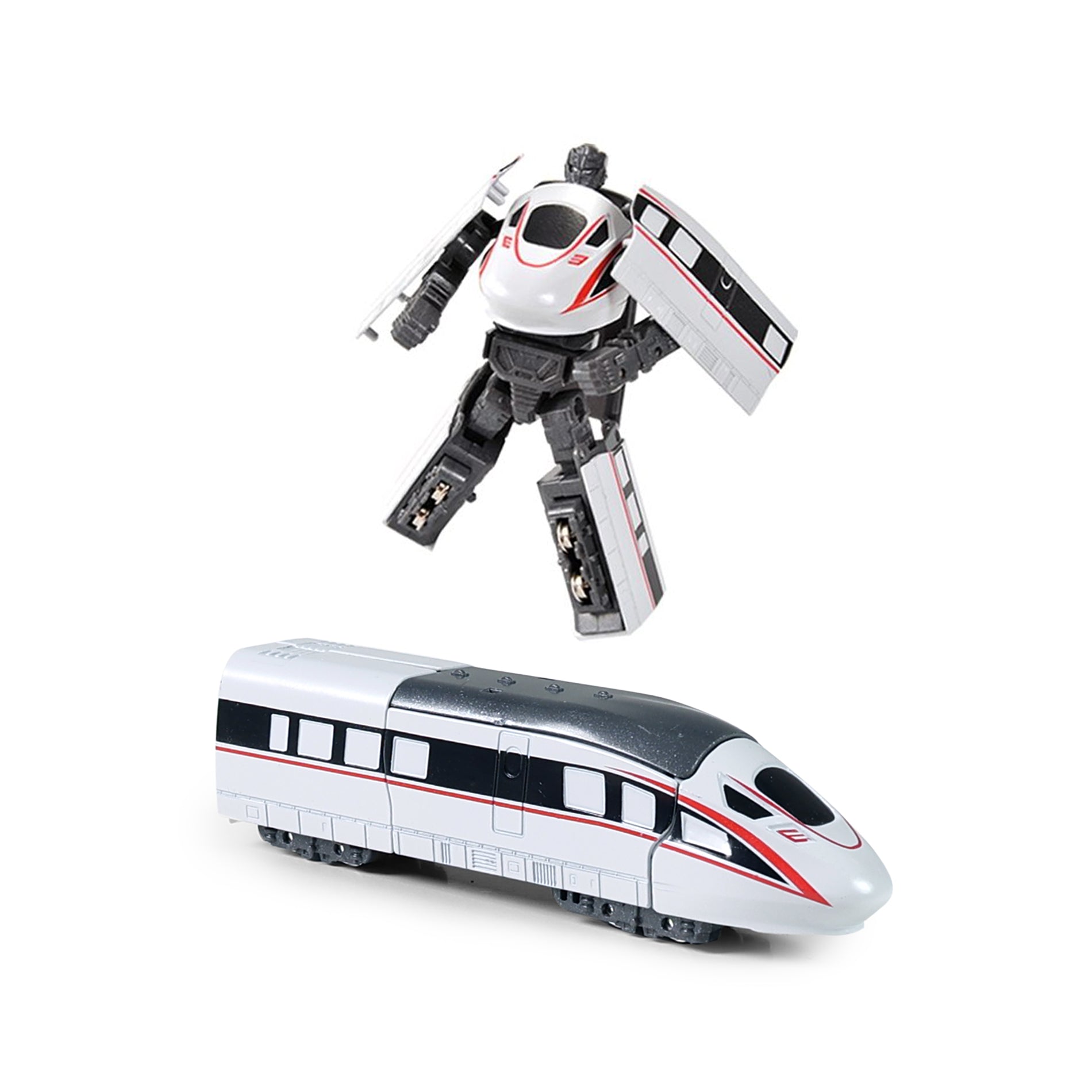 Metal transforming robot high-speed train white 11 cm