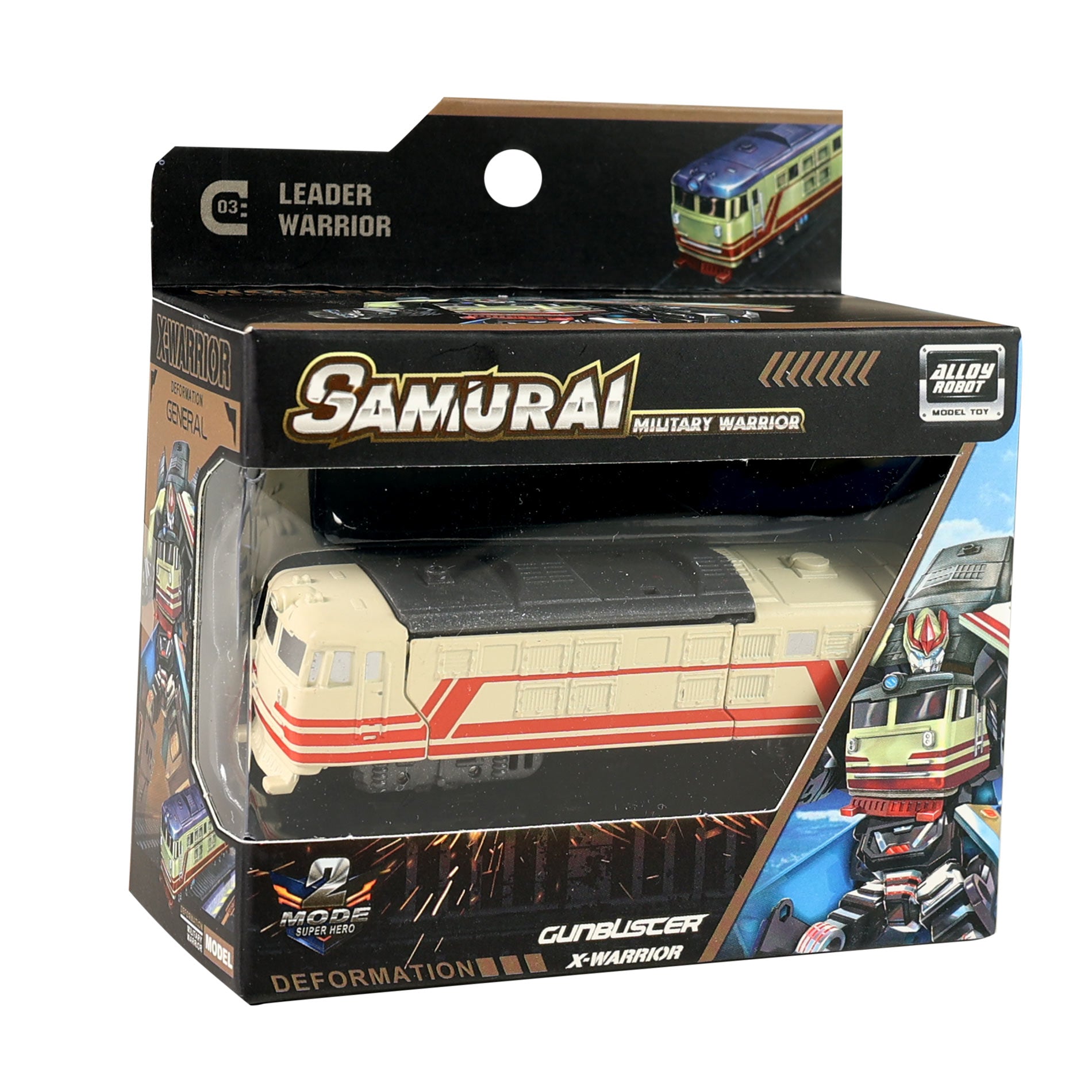 Metal transforming robot locomotive beige