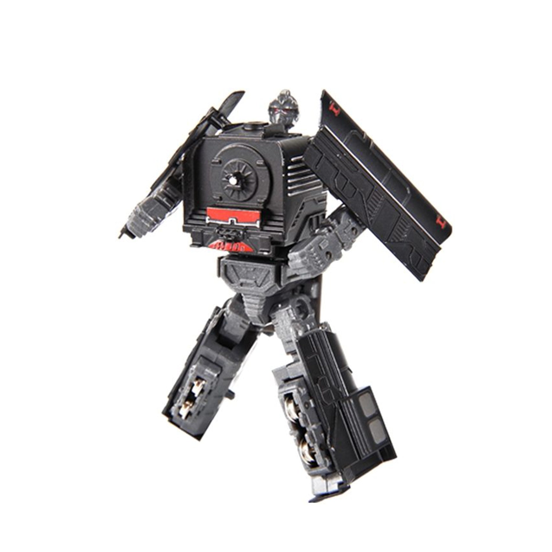 Transforming metal robot into black locomotive 10 cm