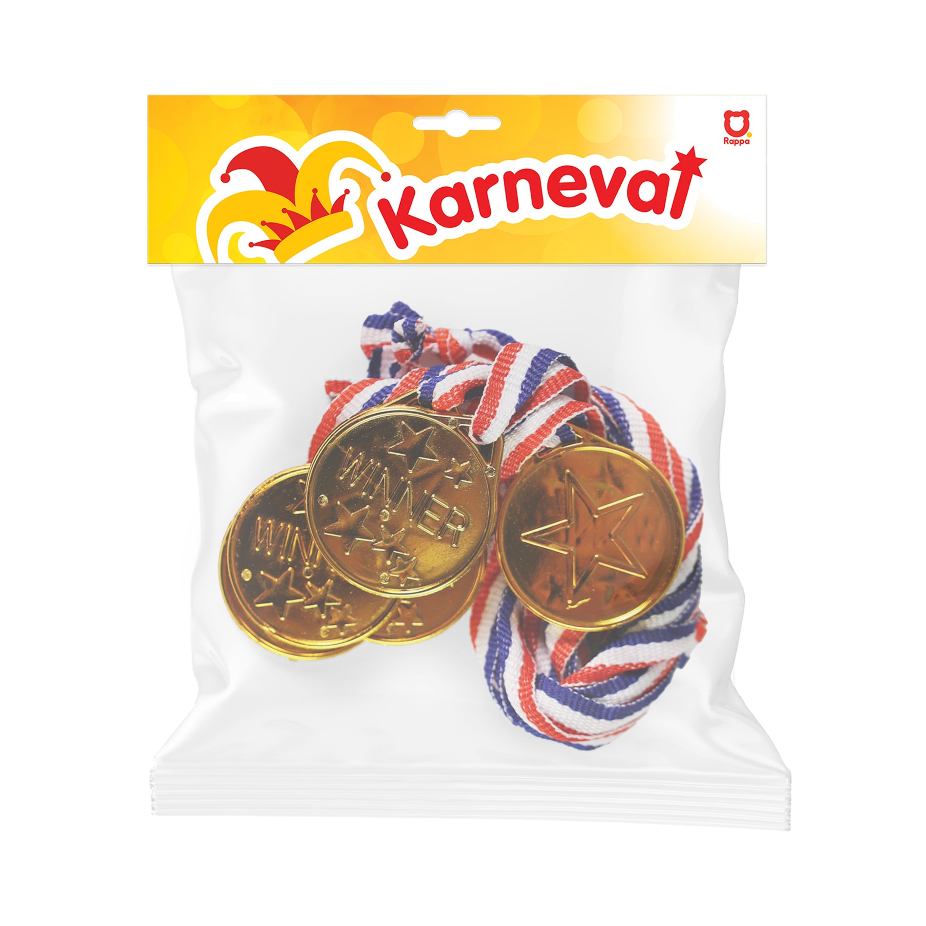 Gold medals 6 pcs with tricolor cords