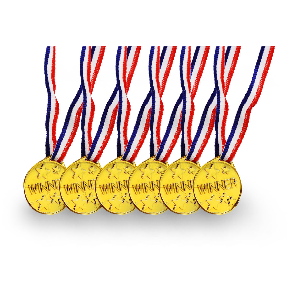 Gold medals 6 pcs with tricolor cords