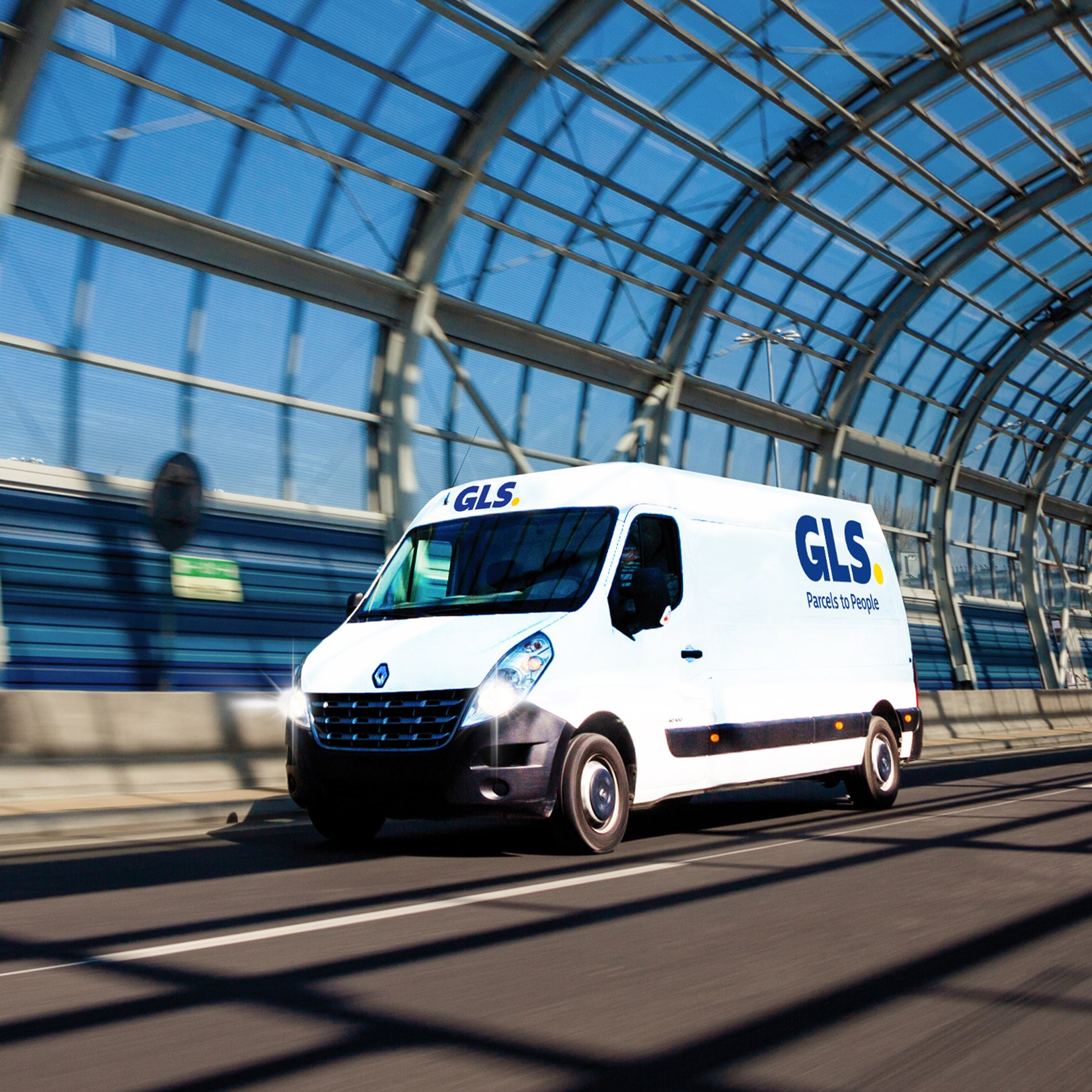 Metal GLS delivery van with opening doors 12 cm