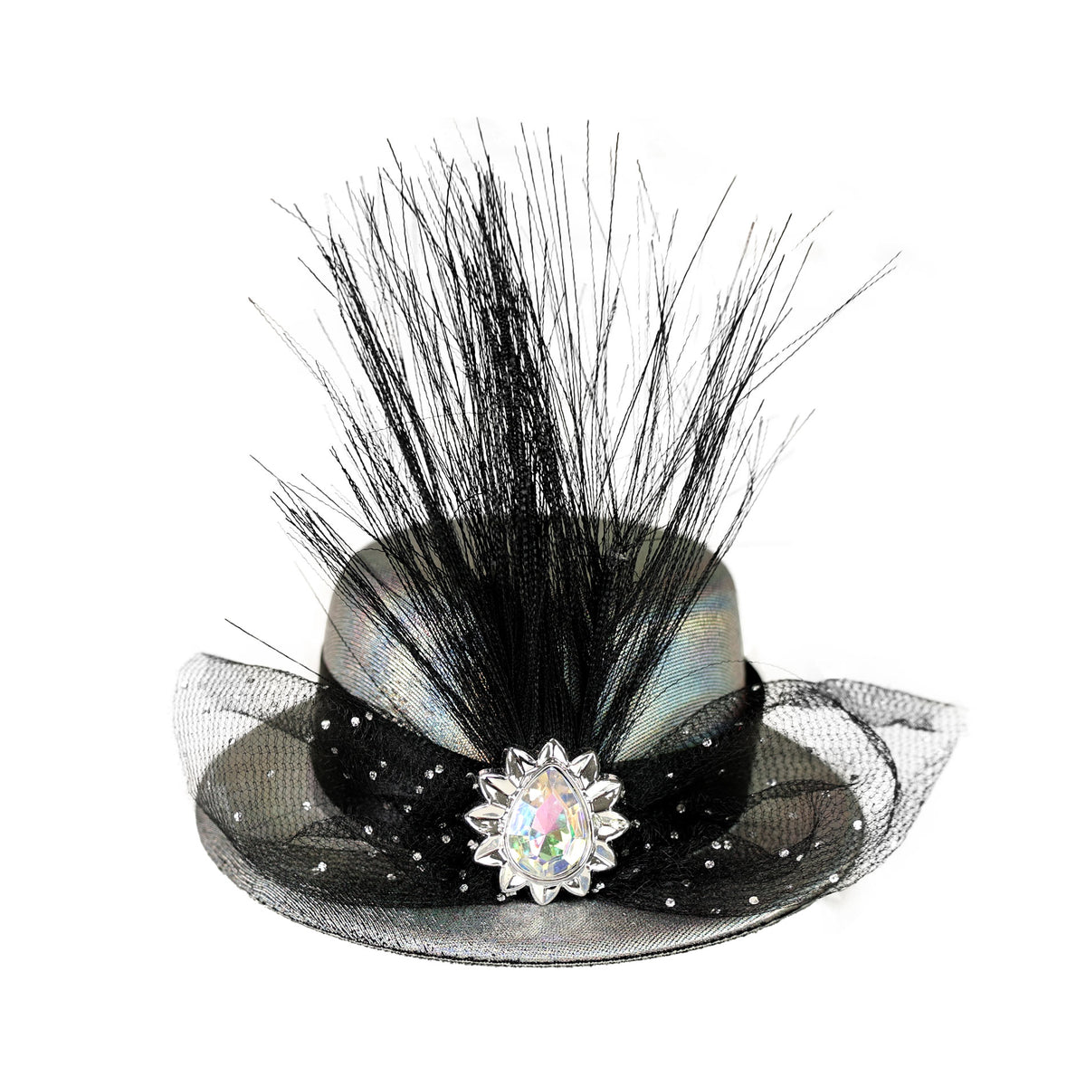 Mini silver hat with decoration