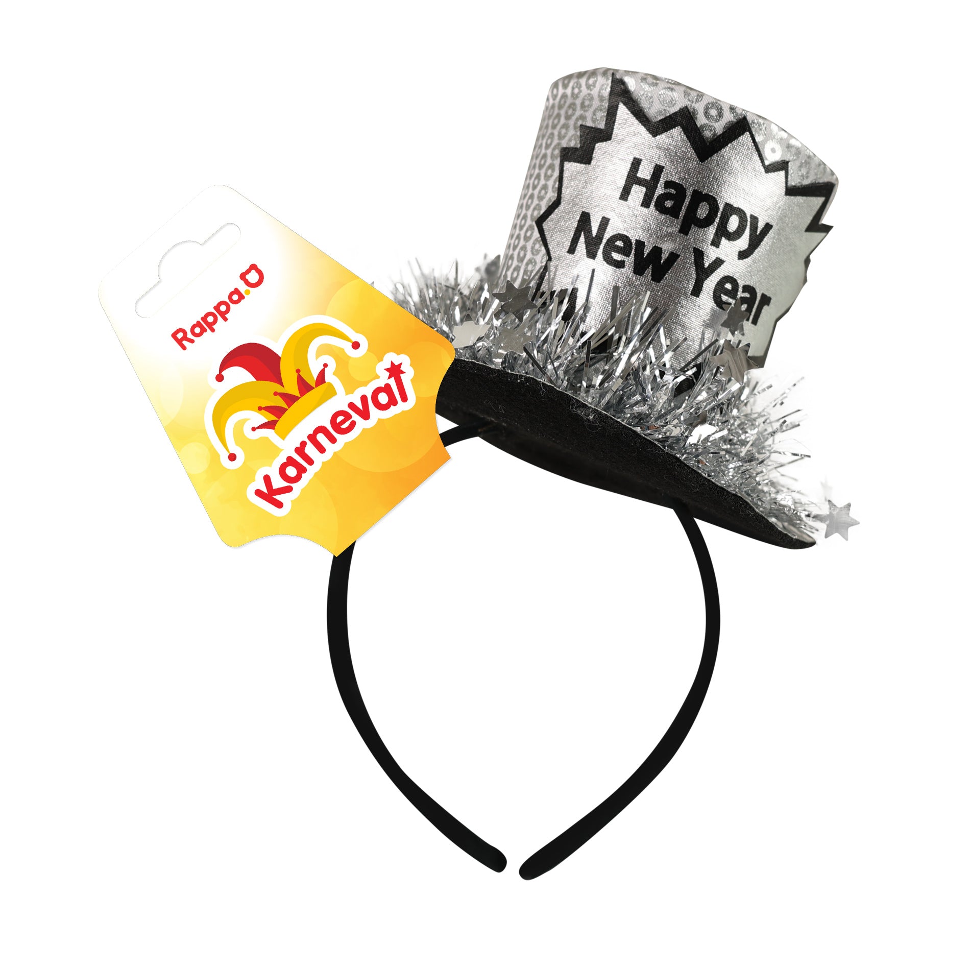 Silver mini top hat headband Happy New Year