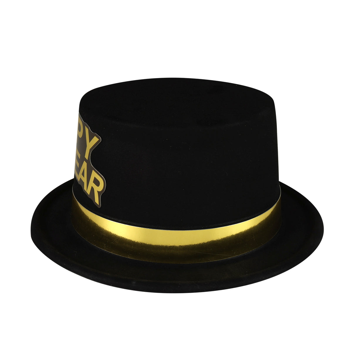 Black New Year party hat with gold trim