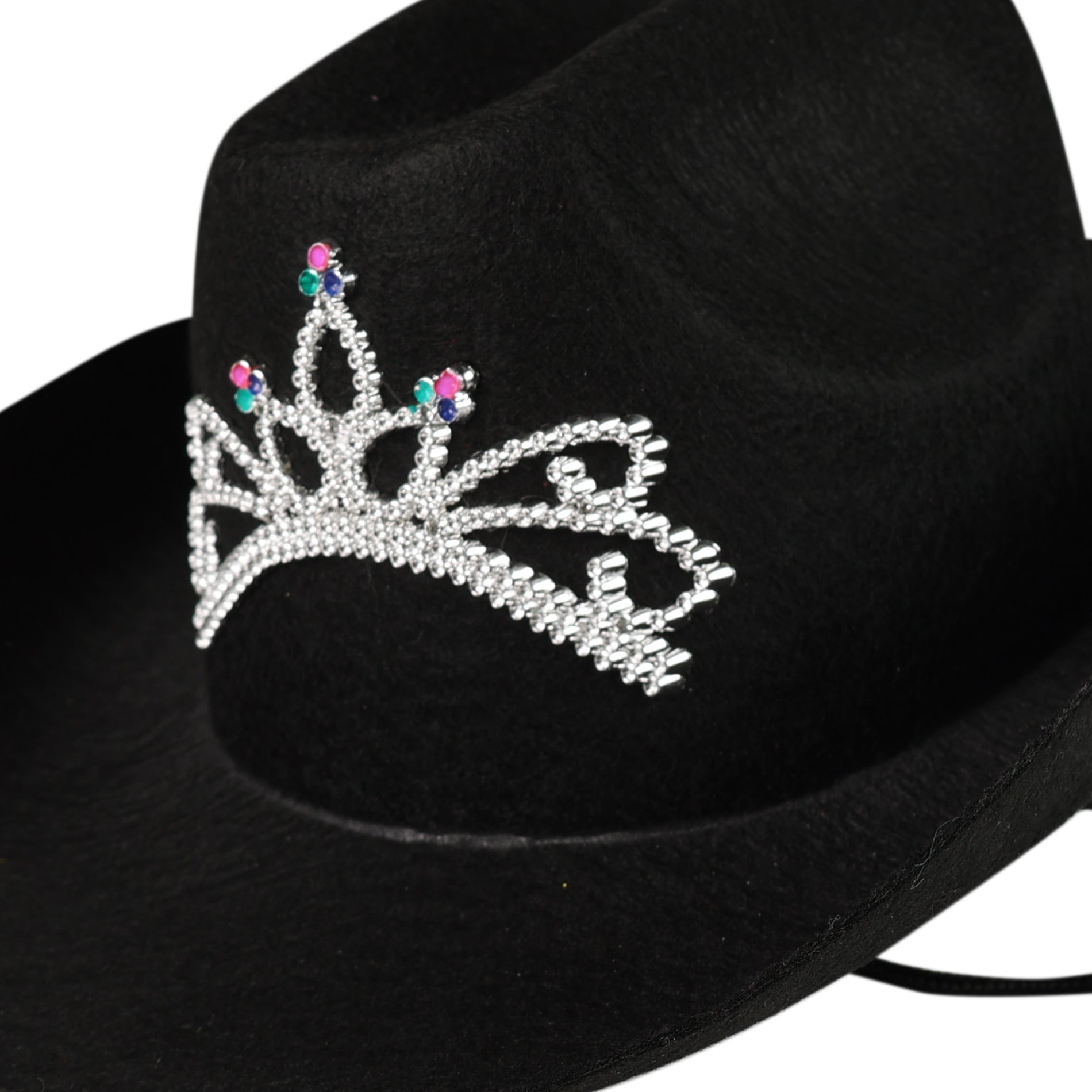 Black women's cowboy hat with silver crown