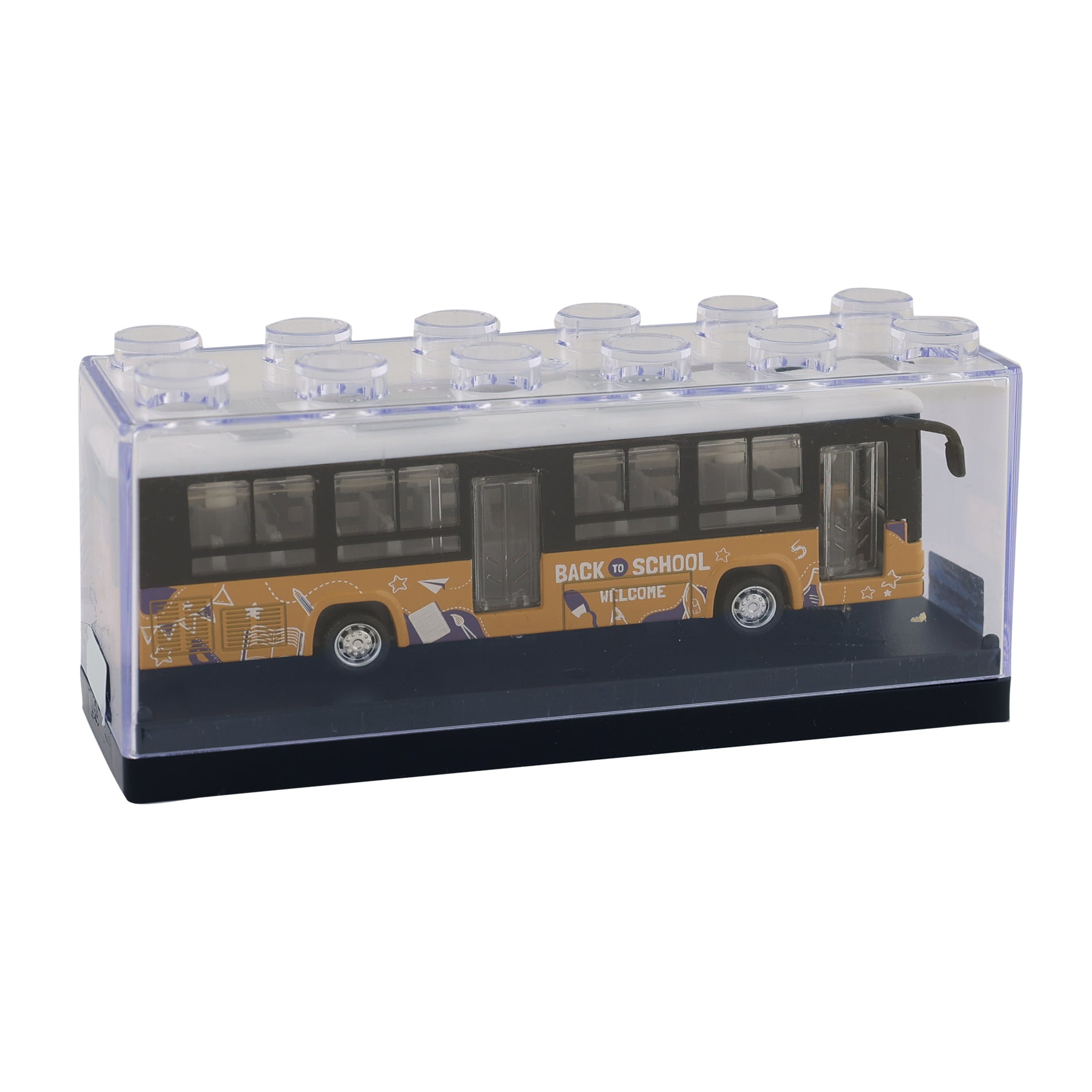 Metal toy bus with opening doors 12 cm