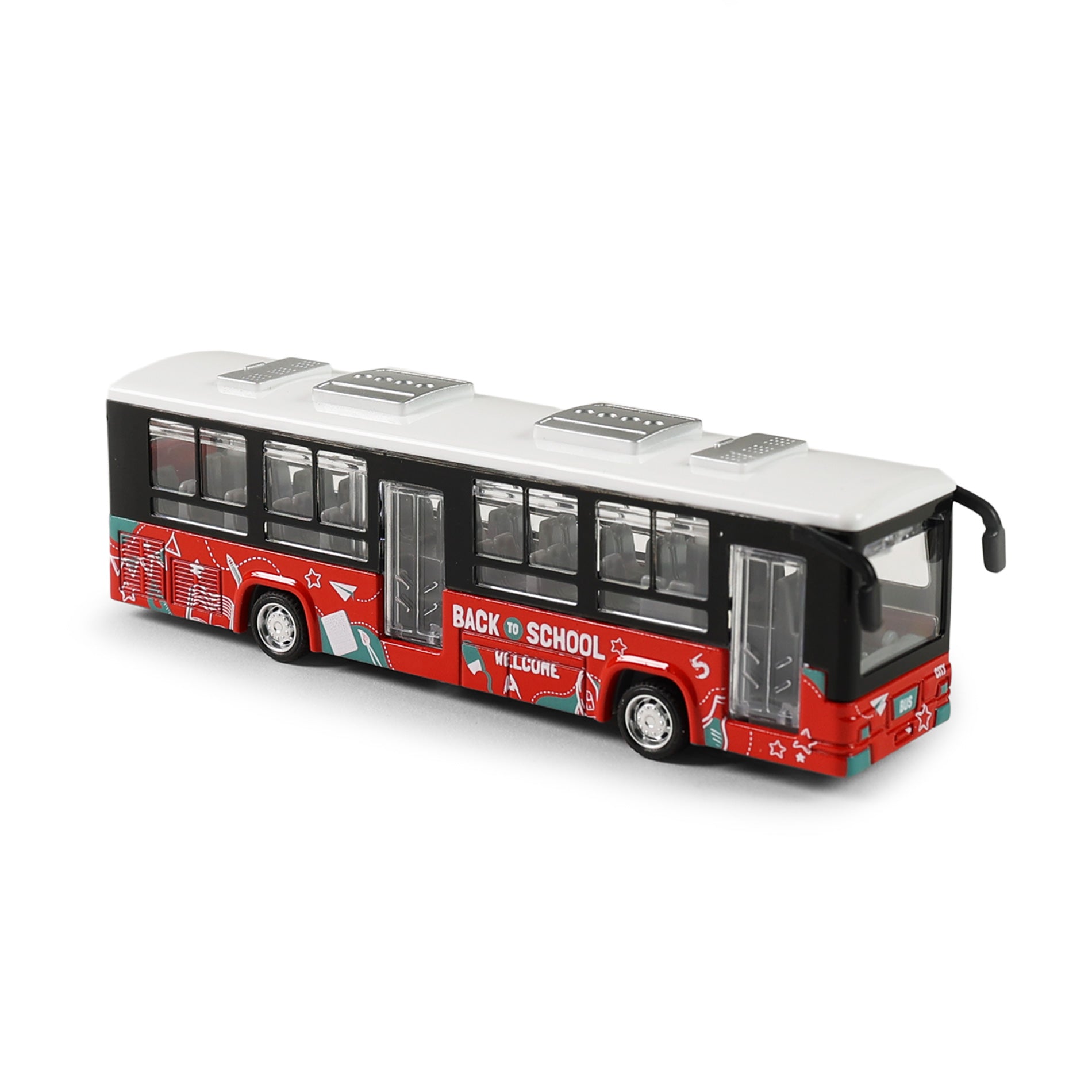 Metal toy bus with opening doors 12 cm