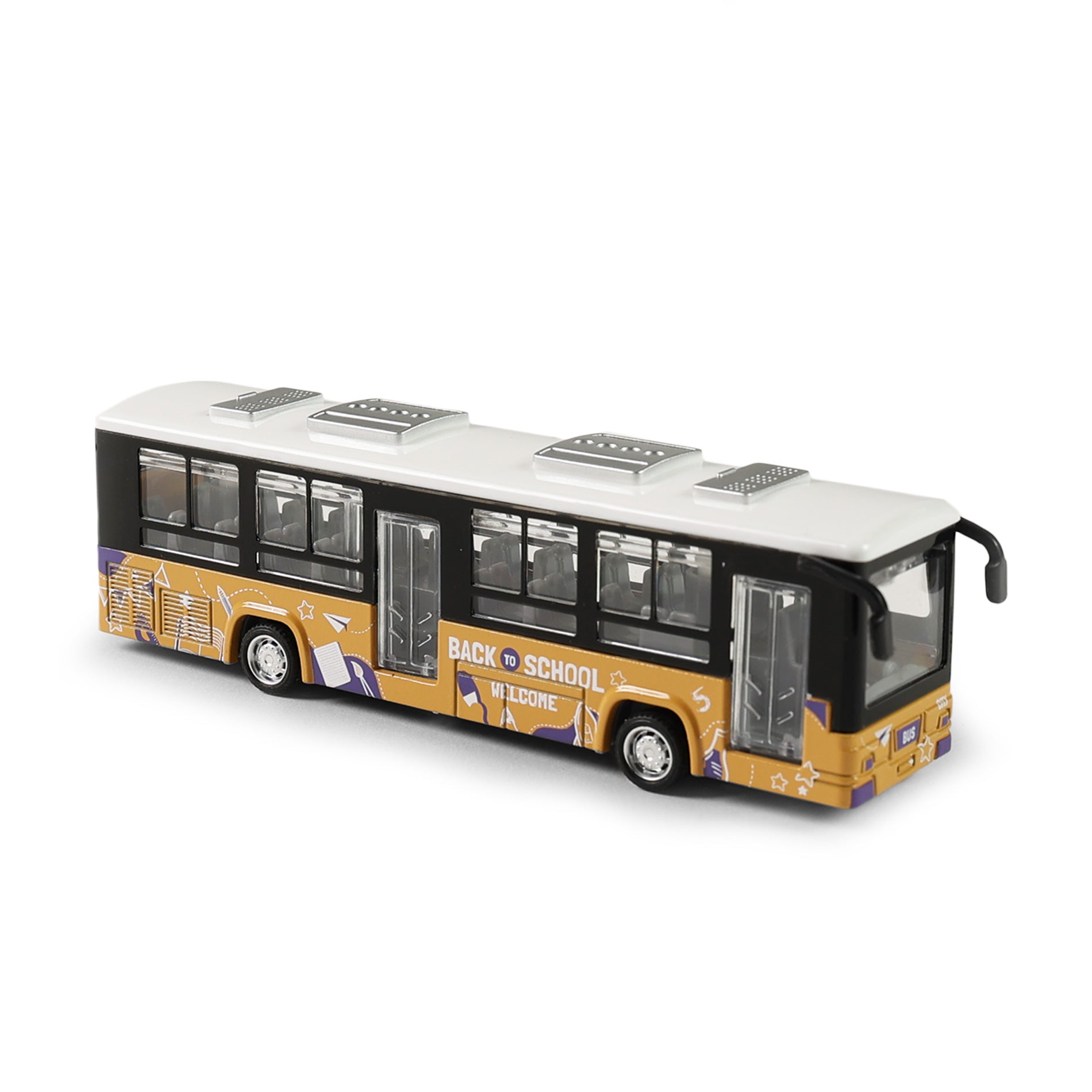 Metal toy bus with opening doors 12 cm