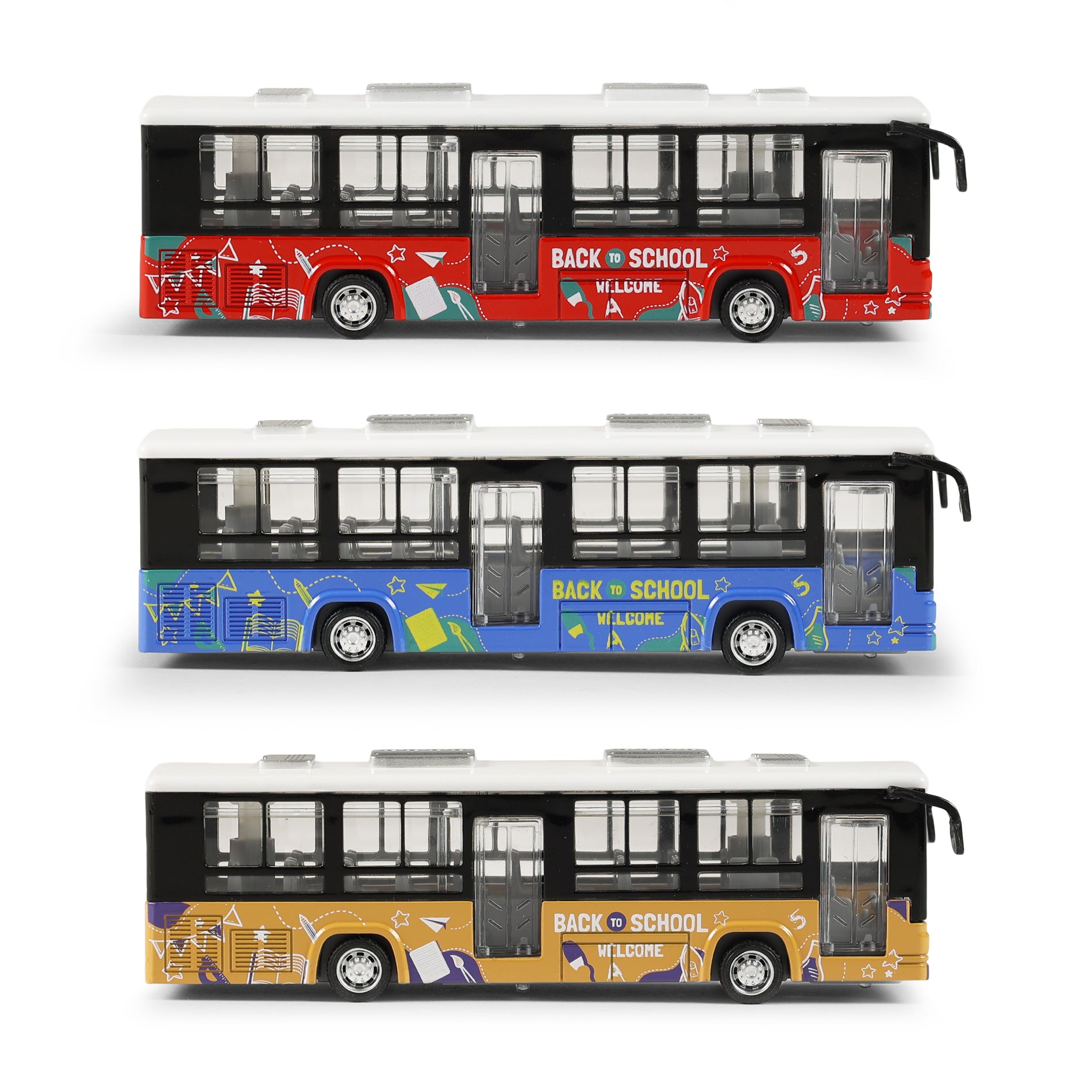 Metal toy bus with opening doors 12 cm