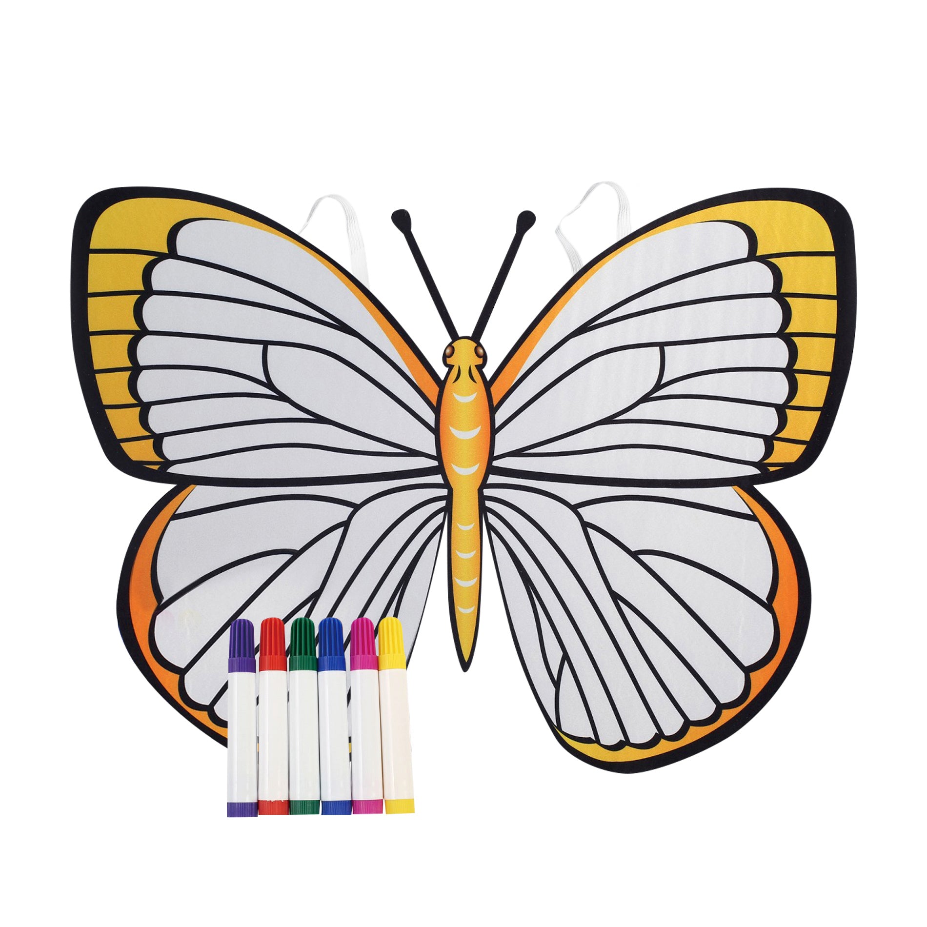 Yellow butterfly wings to colour with markers