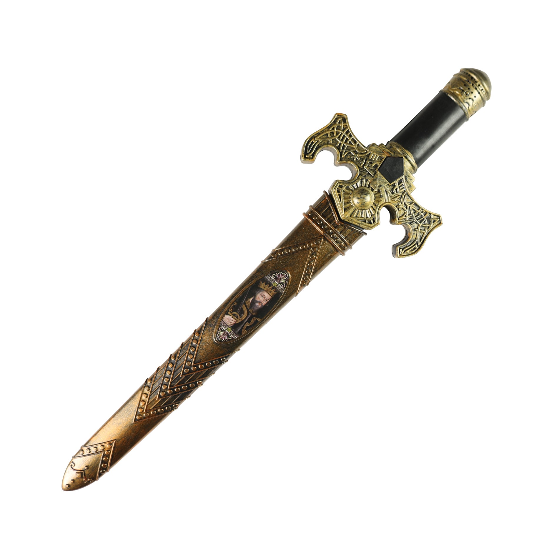 Golden knight toy sword with sheath and sounds 55 cm