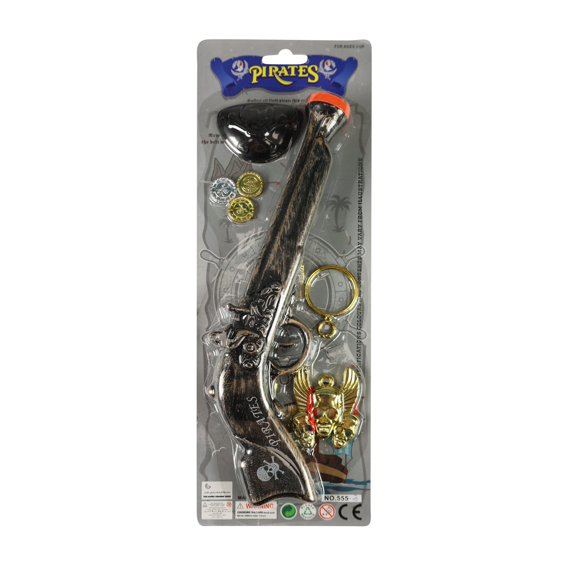Pirate costume set with toy pistol