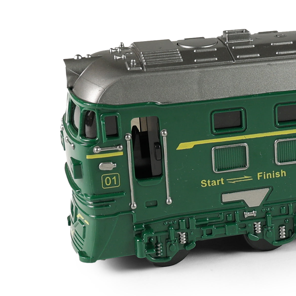 Green toy locomotive with lights and sound 33 cm