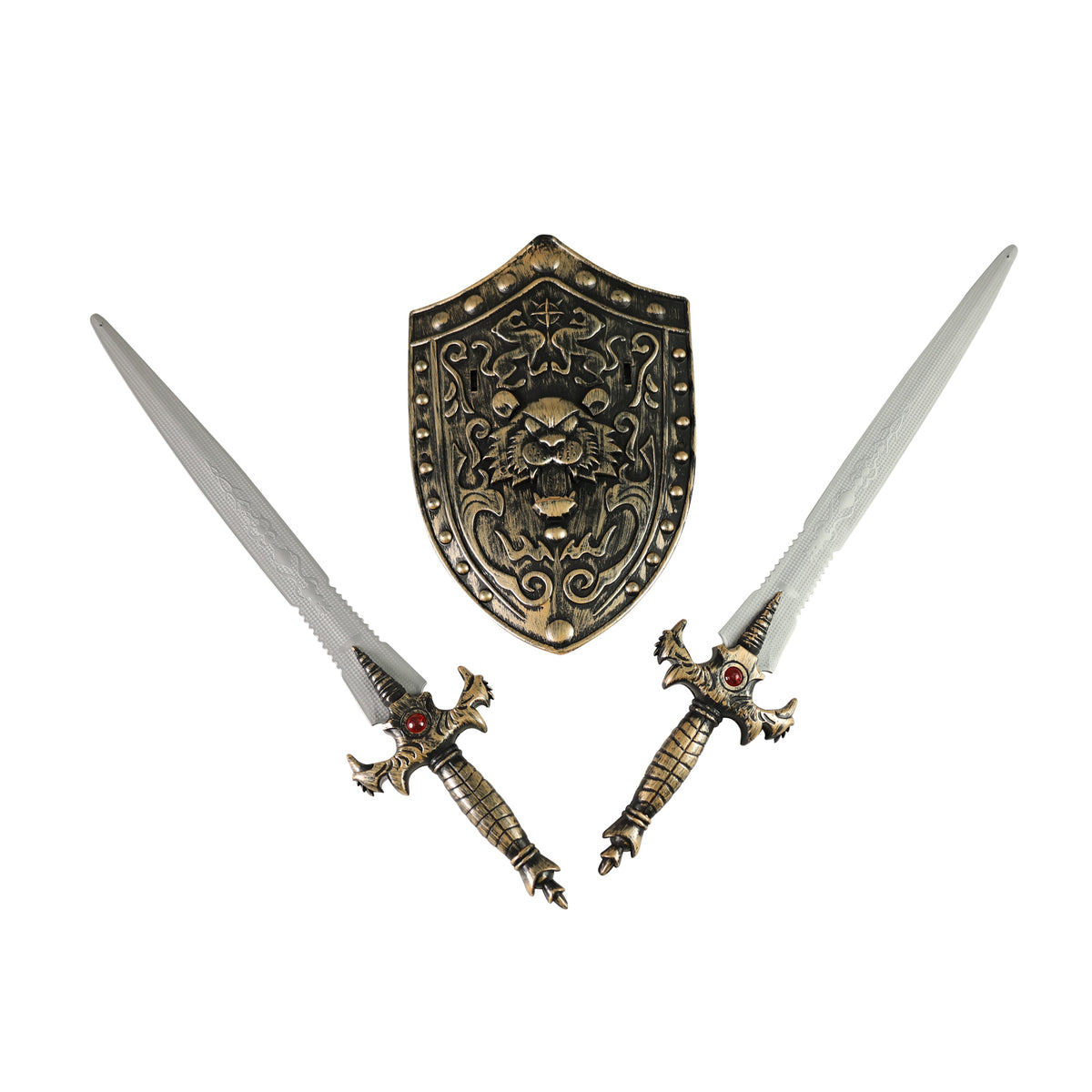 Knight set with shield and two swords 53 cm