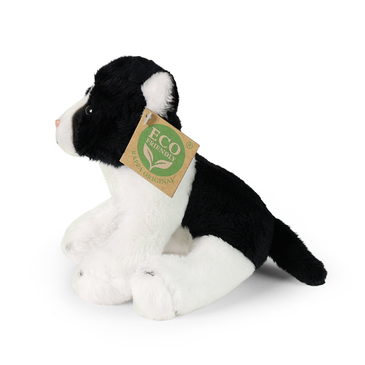 Plush black-and-white sitting cat 14 cm