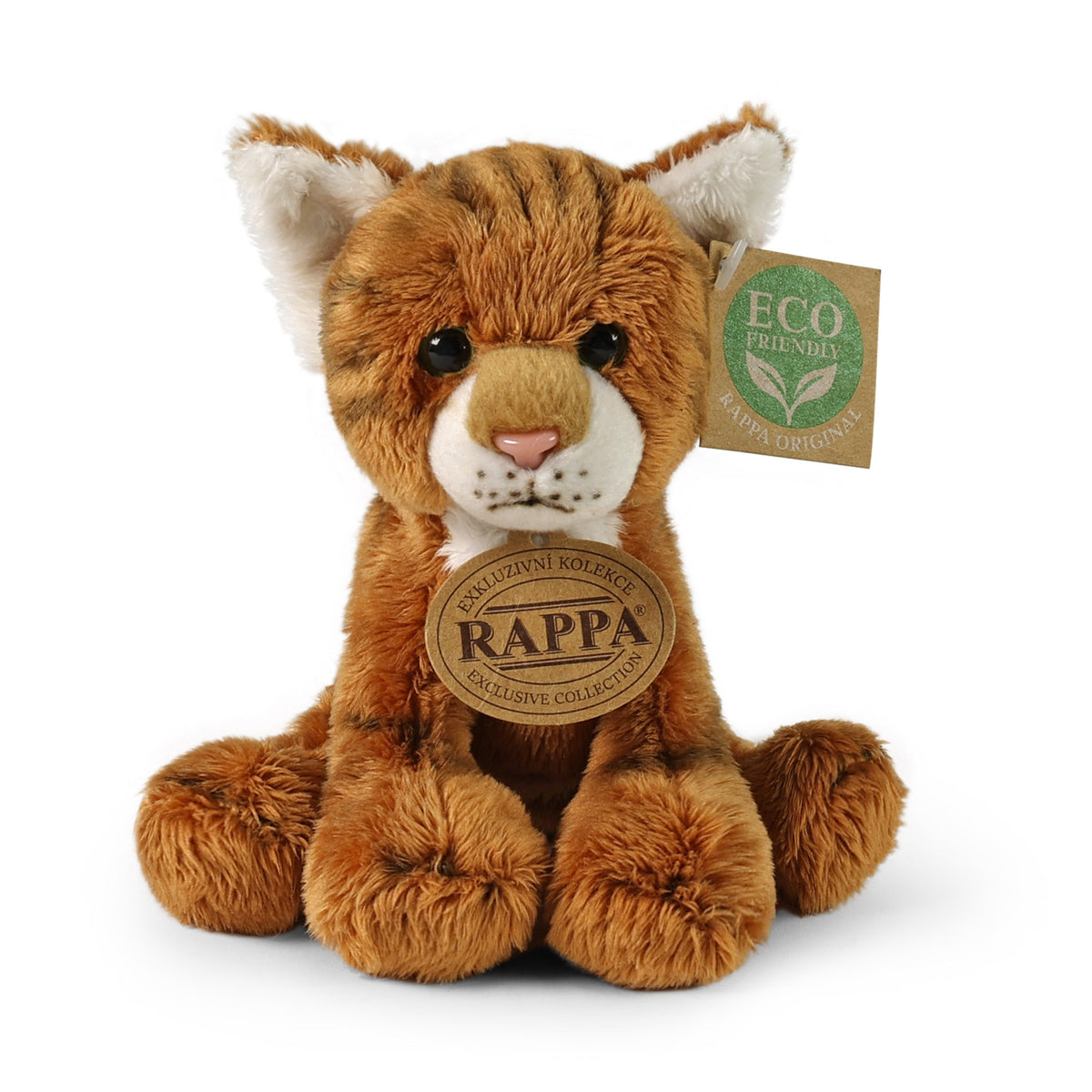 Plush reddish sitting cat 14 cm