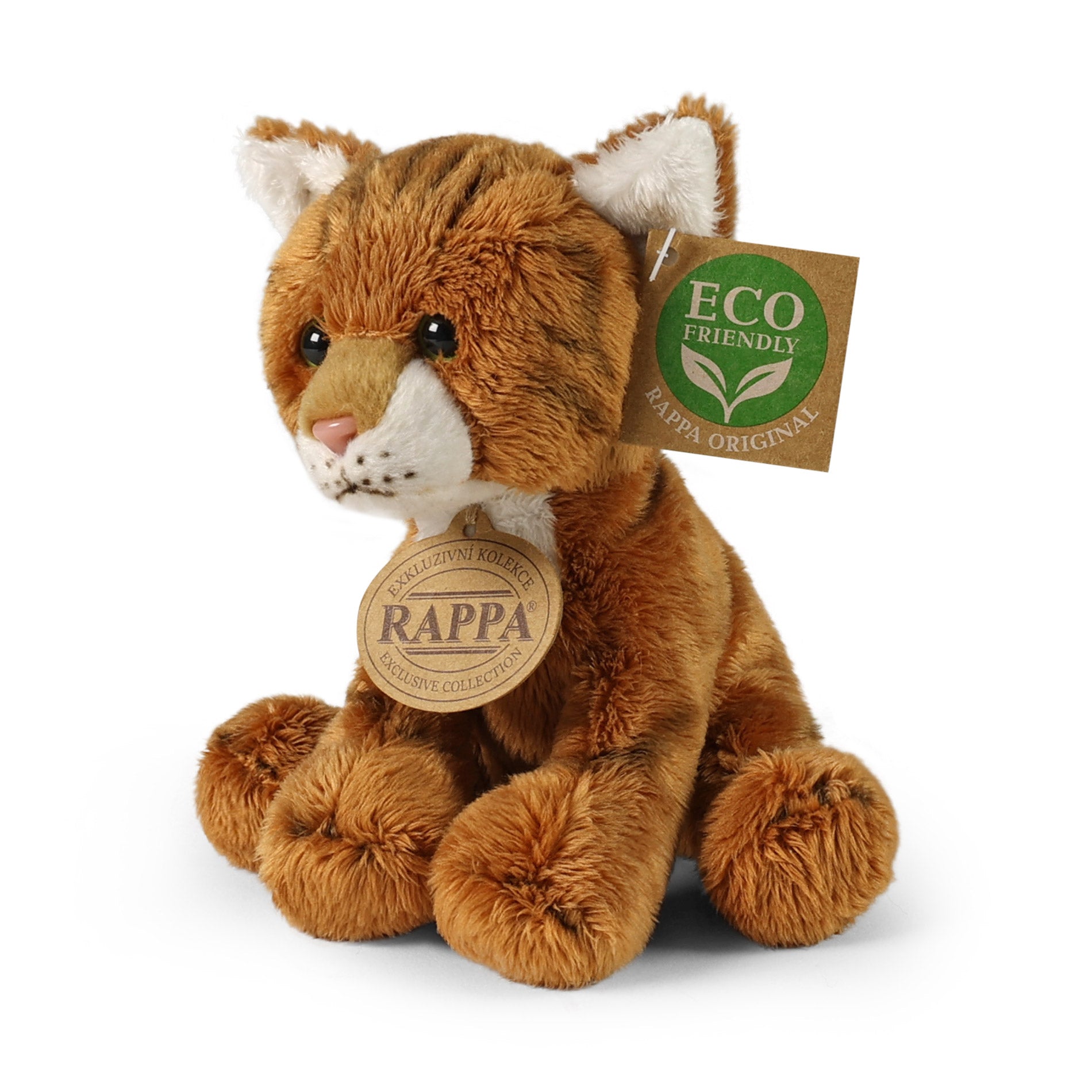 Plush reddish sitting cat 14 cm
