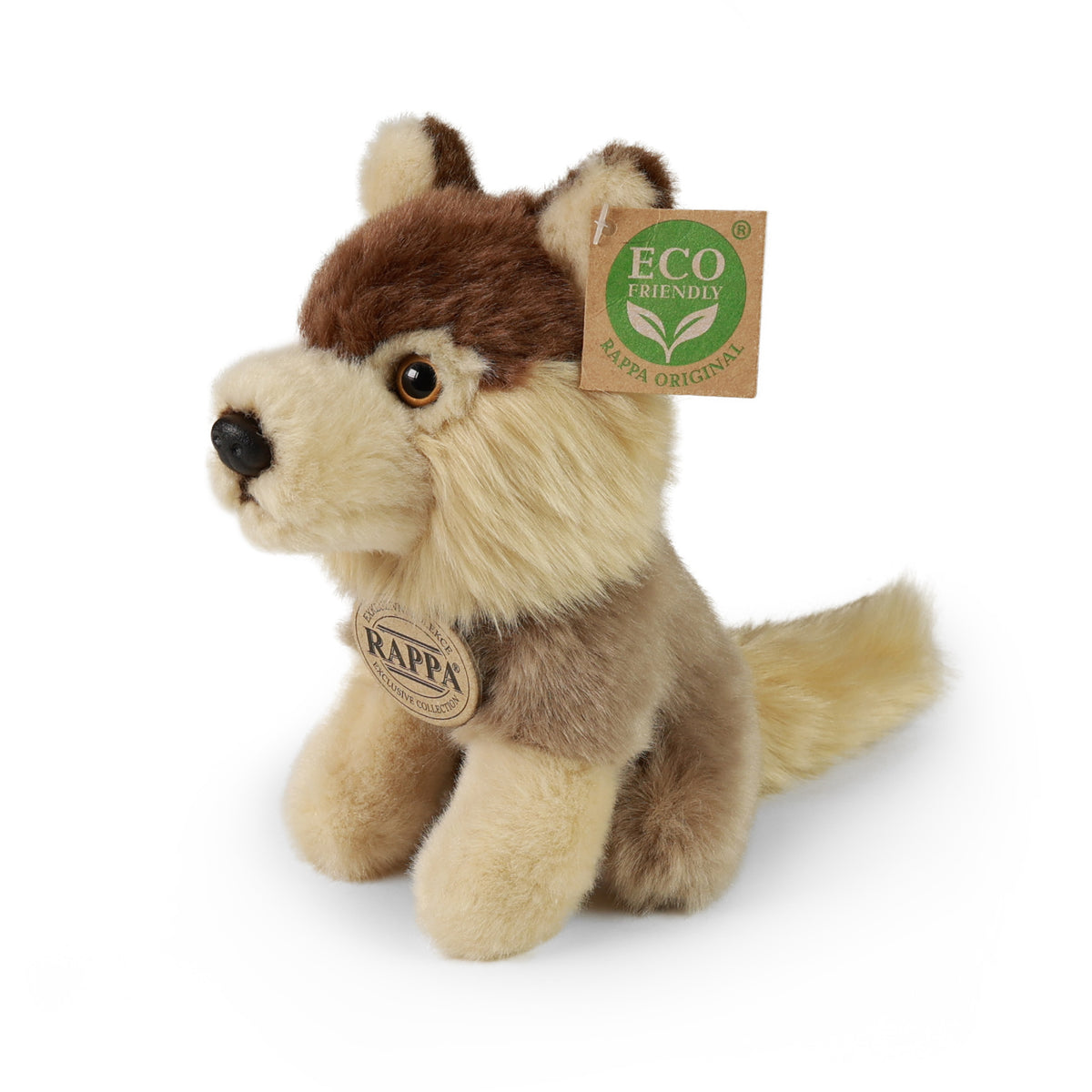 Seated plush wolf 16 cm