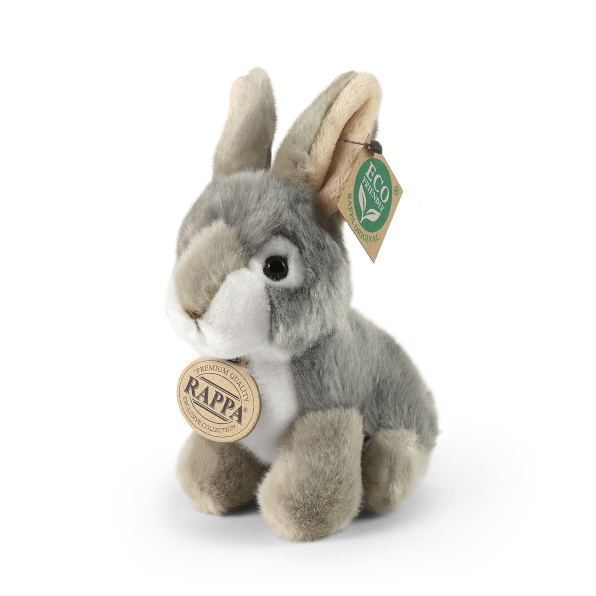 Seated Grey Plush Rabbit 16 cm