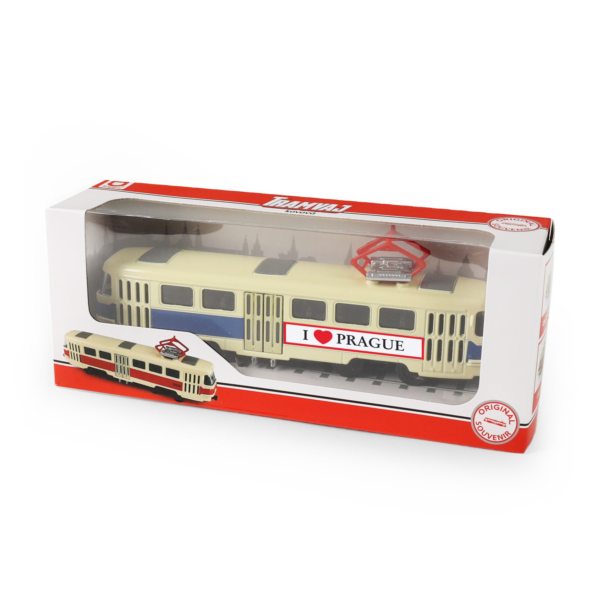 Metal retro tram PRAGUE 16 cm