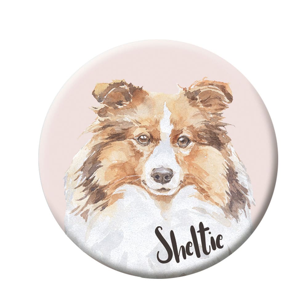 Sheltie Button Badge with Safety Pin