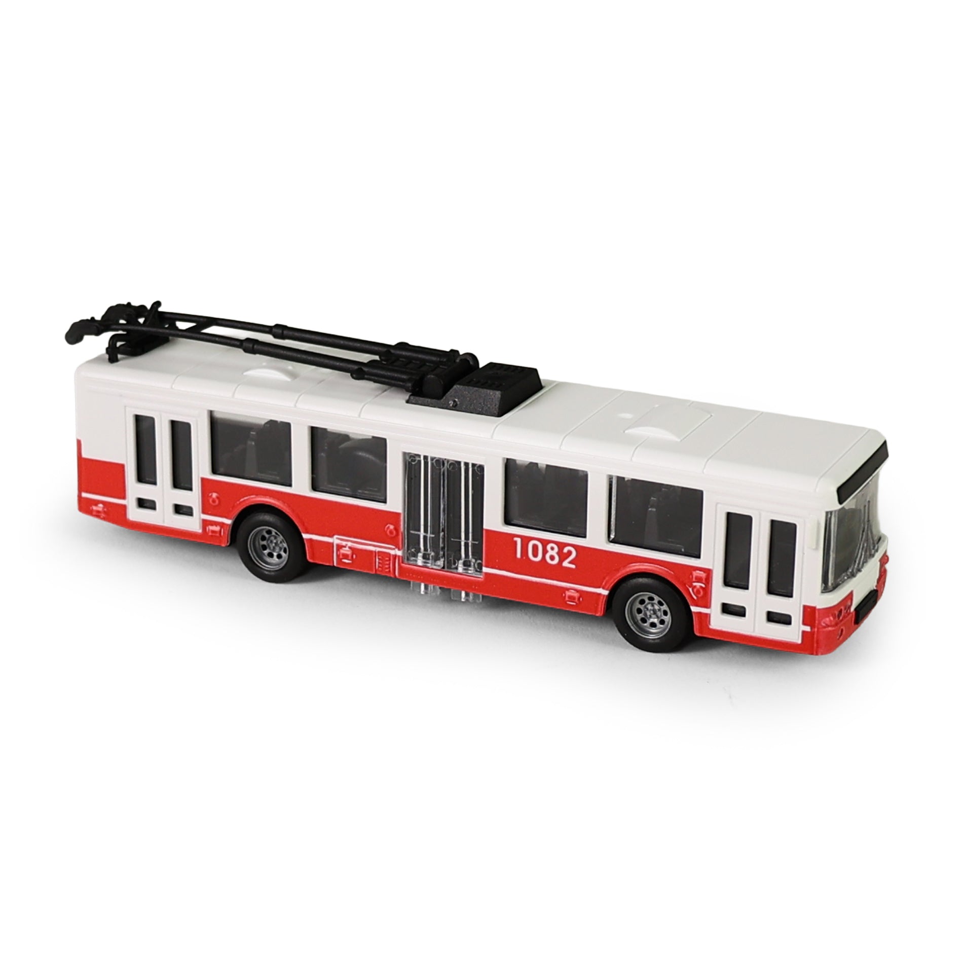 Red city trolleybus 16 cm with opening doors
