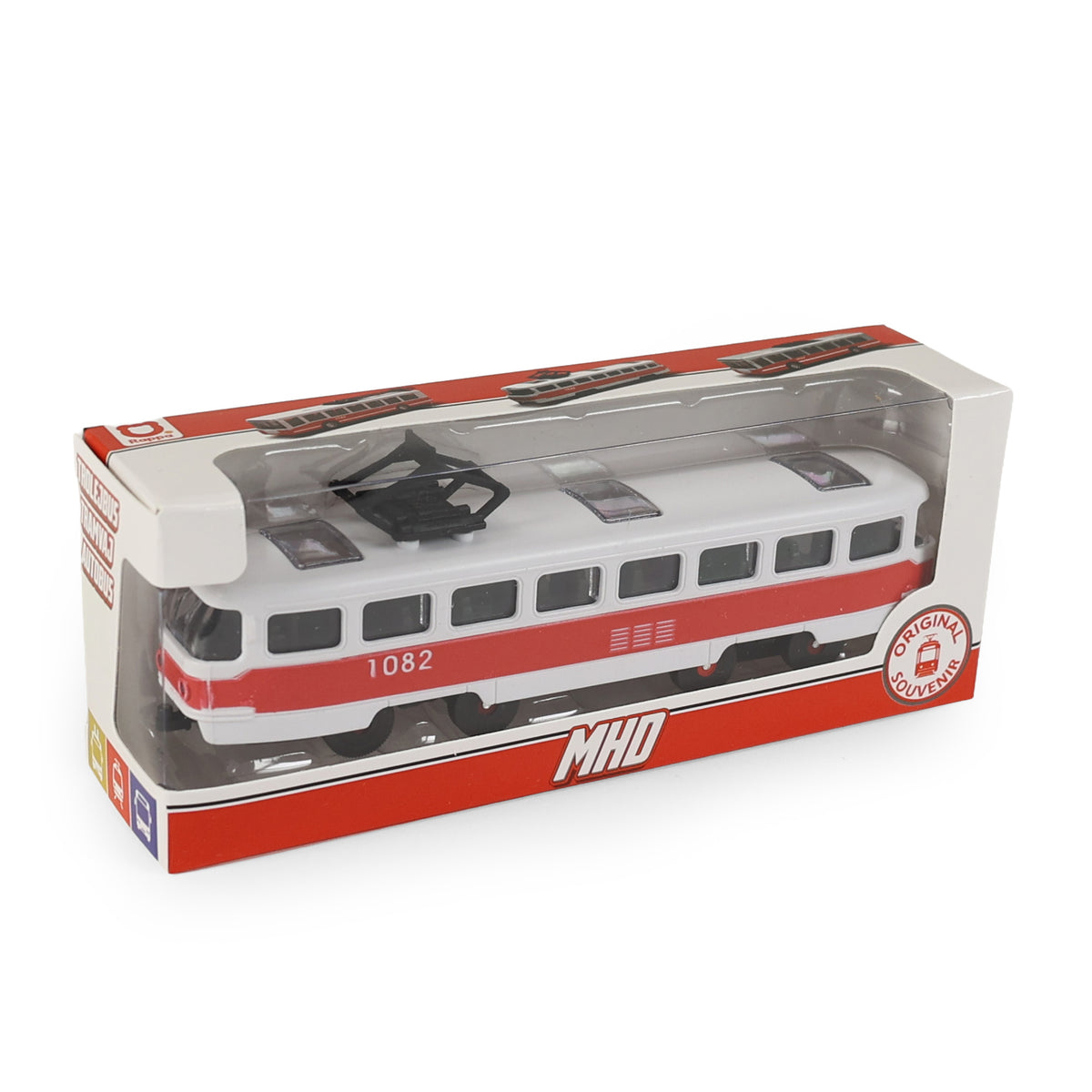 Red city tram 16 cm with opening doors