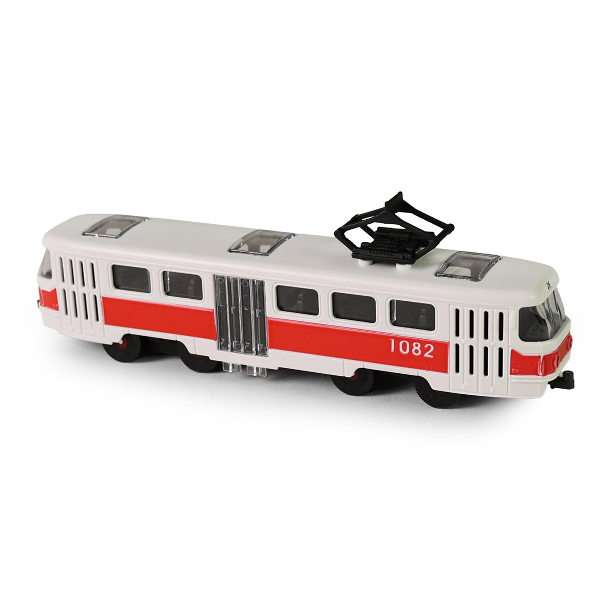 Red city tram 16 cm with opening doors